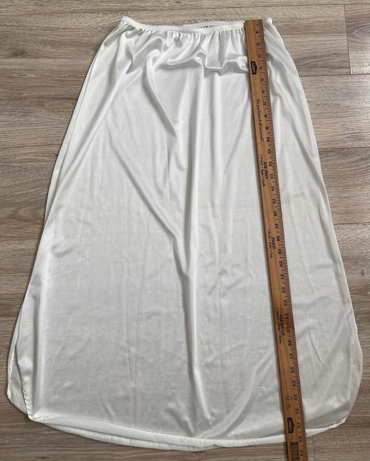 VTG Velrose Half Slip Women’s 1X 35” Long White Nylon Slit Lace Trim Made in USA
