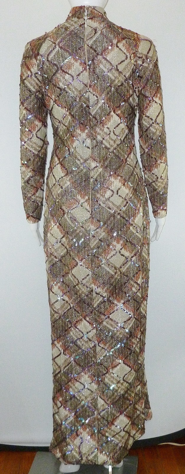 Vtg Marita by Anthoy Muto Sequin Turtleneck Dress 1970s Evening Cocktail SZ S/M