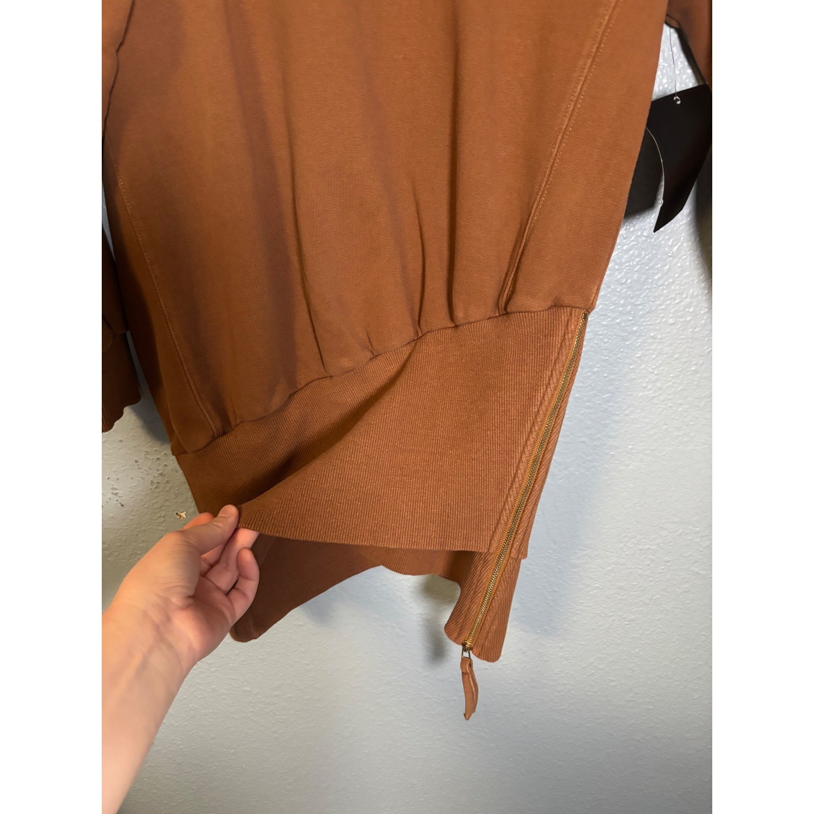 NWT Retrofete Nova Sweater Mini Dress Glazed Ginger Brown Size XS