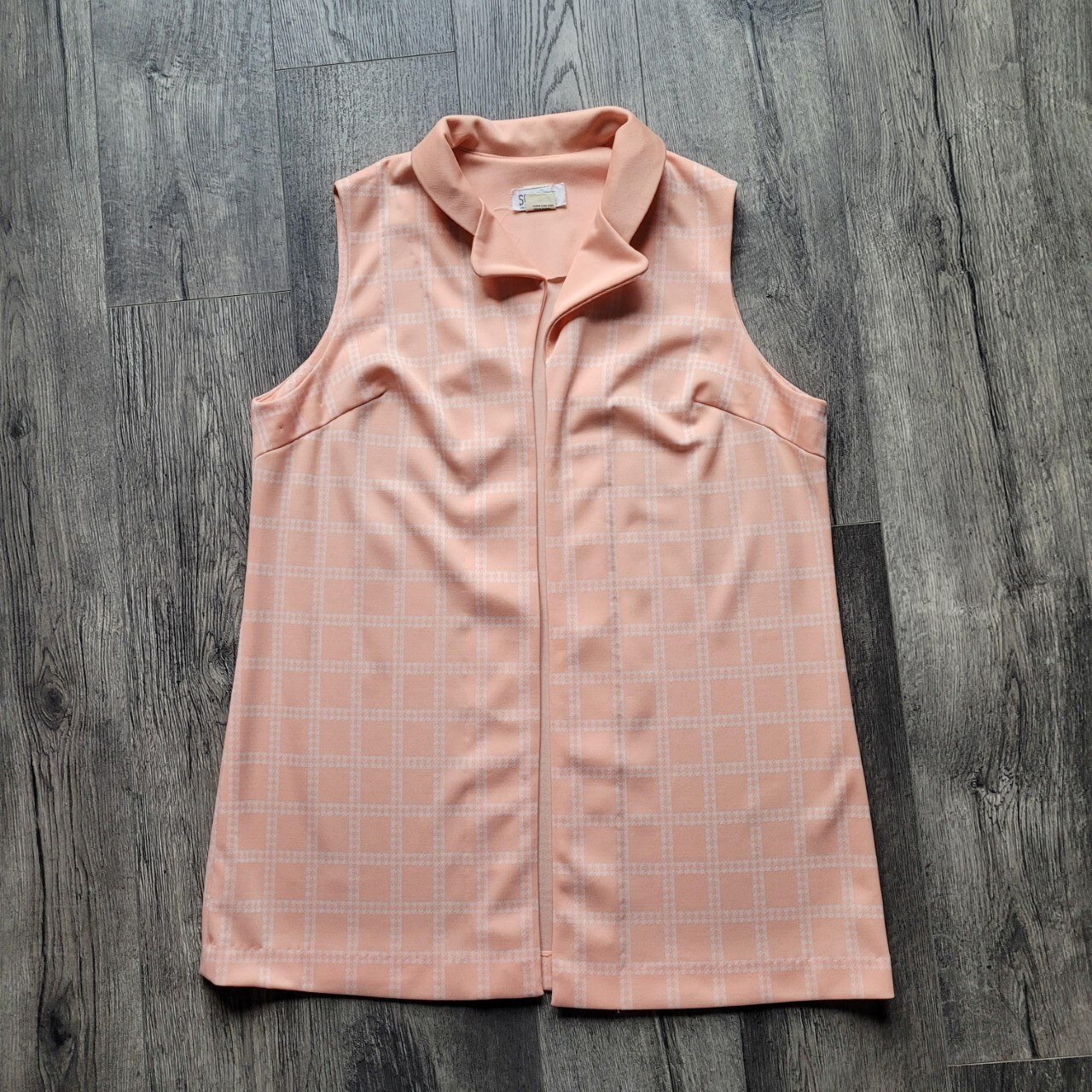 Vintage 50’s 60’s Smarty Togs of Texas Dress & Vest Set Coral Checked Women’s 22