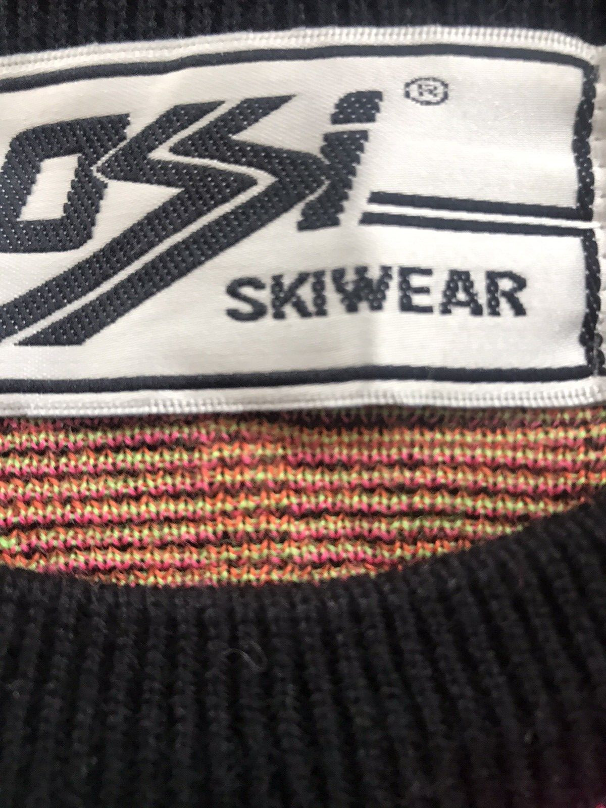 Vintage Ossi Skiwear Ski Sweater Neon Orange/Pink/Green 80’s Acrylic Wool Small