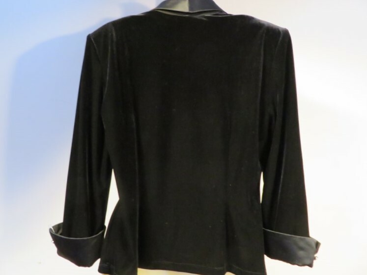 Vintage JR Nites Black Office Velvet Suit Jacket Blouse Top Work Career Goth 12