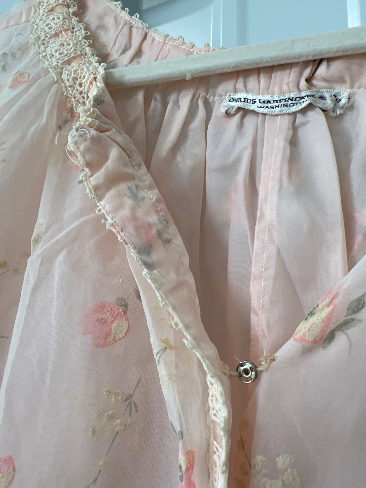 Vintage 60s Julius Garfinckel Co Floral Nightgown Size L Fairy Coquette Feminine