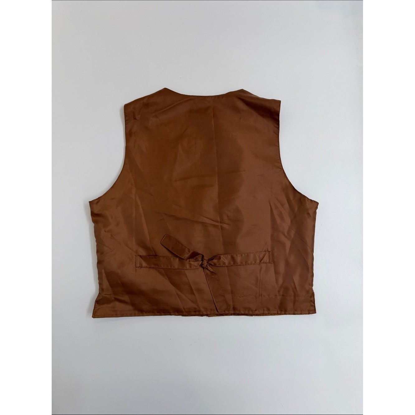 Vintage Leather Vest Minimalist Brown Zip Front Tailored 90’s Quiet Luxury