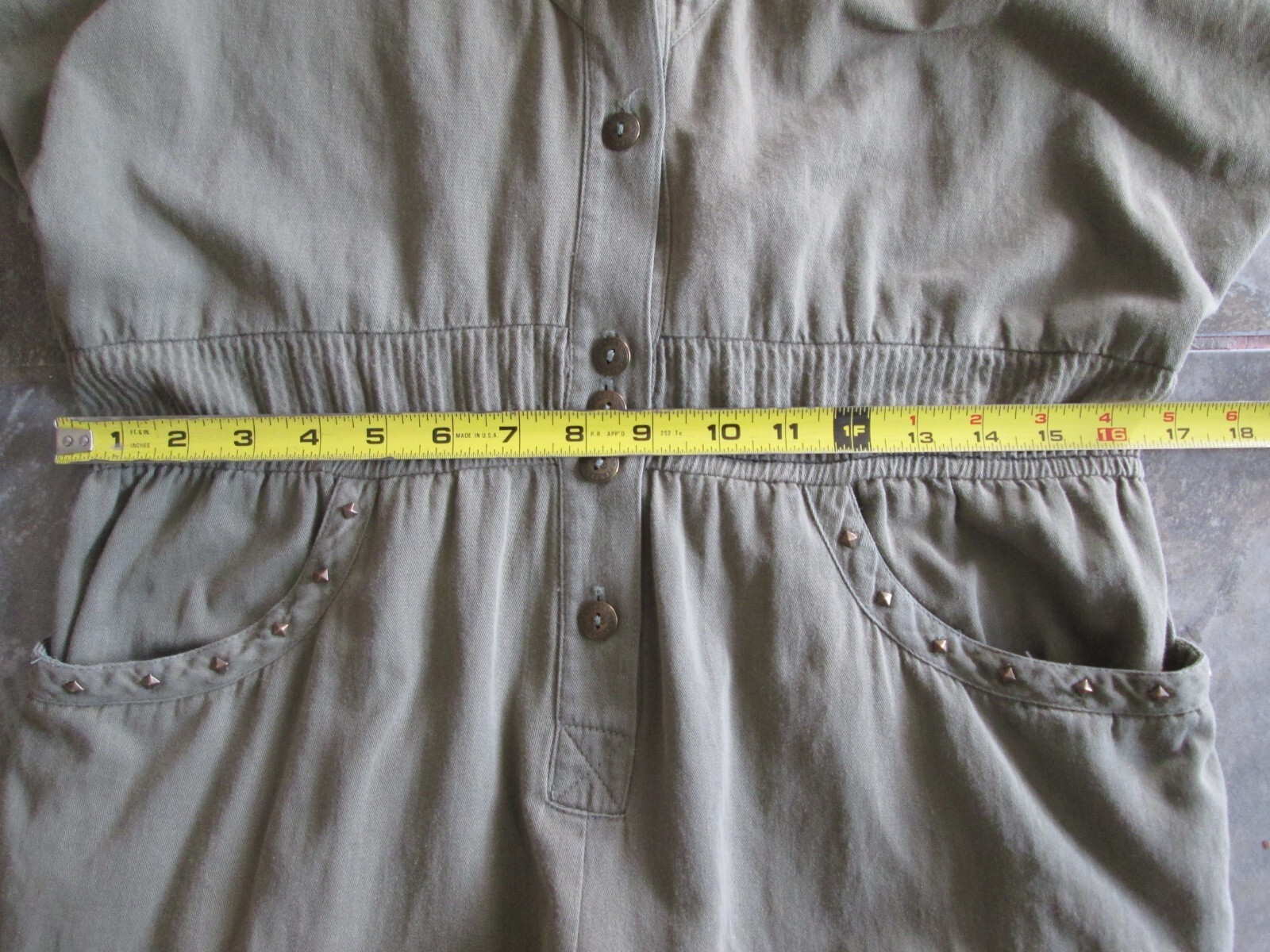 Vintage Joan Walters Petites Jumpsuit 12 32×25 Medium Large High Green Romper