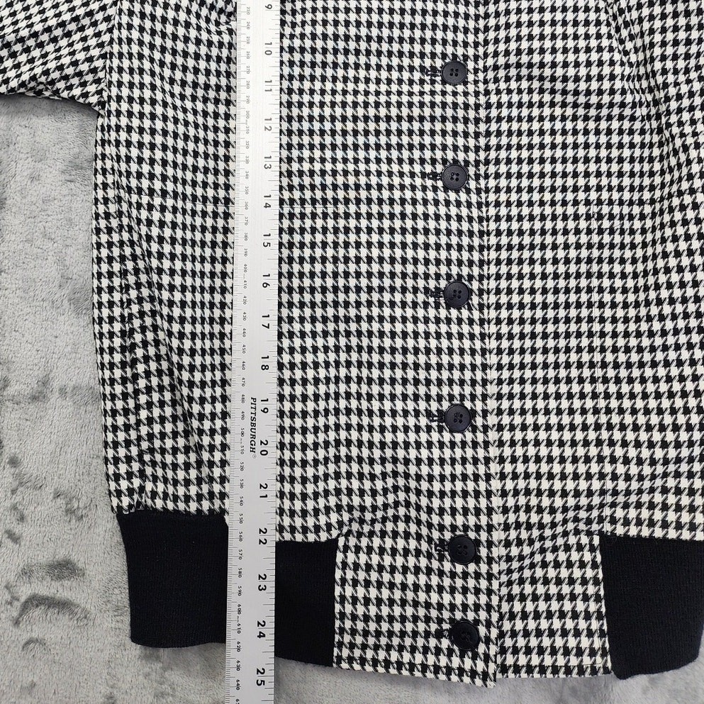 Vintage Joyce Sportswear Jacket Womens XS Black White Houndstooth Bomber Pockets