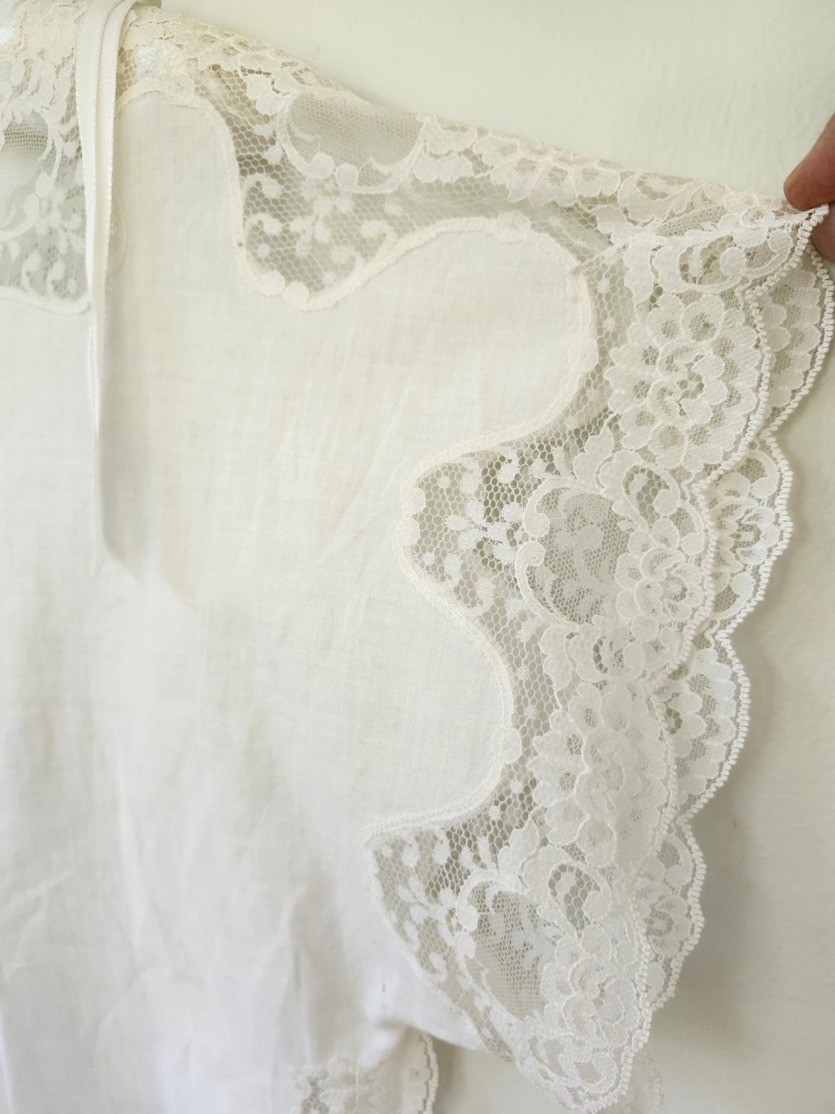 60s Vtg Edwardian Style White Lace Cotton Nightgown Cottagecore Montenero Sz Sm