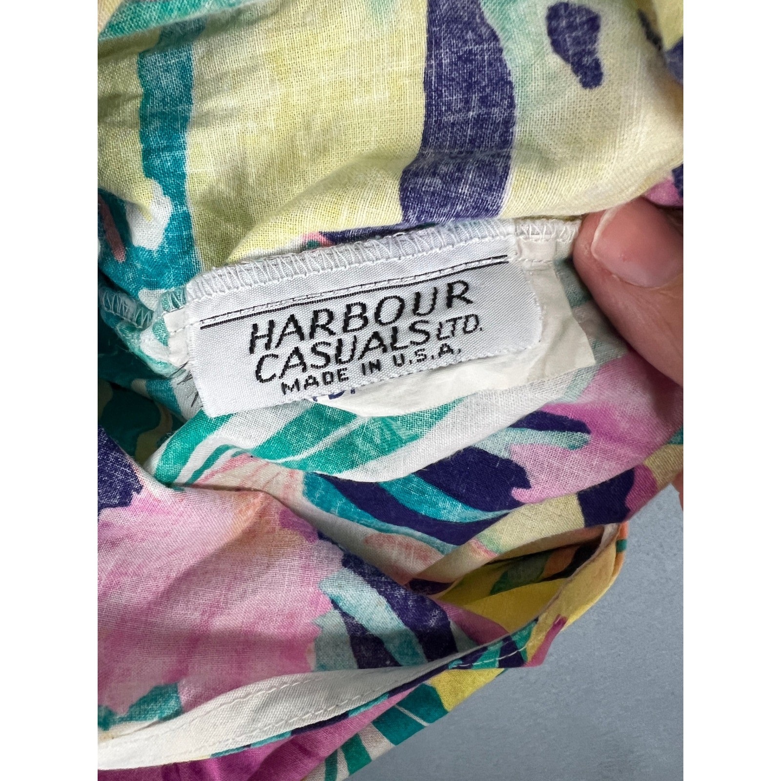 Floral Romper Vintage 90s Boho Coastal Tropical Multicolor Cotton XS