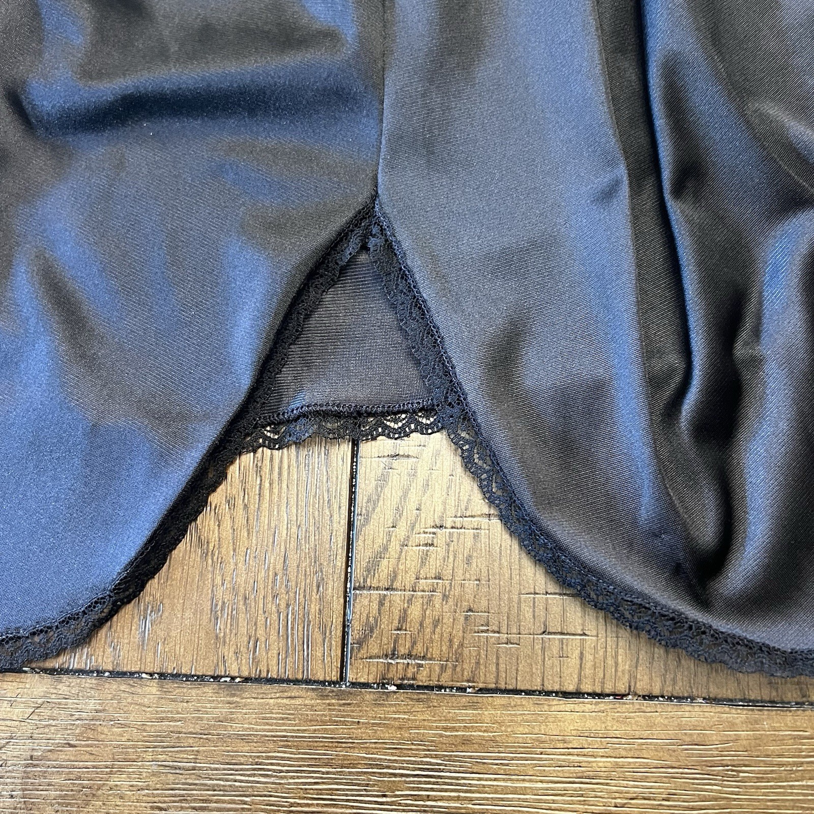 Vintage 2 Pc. Vassarette L Black Lace Camisole & Half Slip (20”) Set Nylon USA