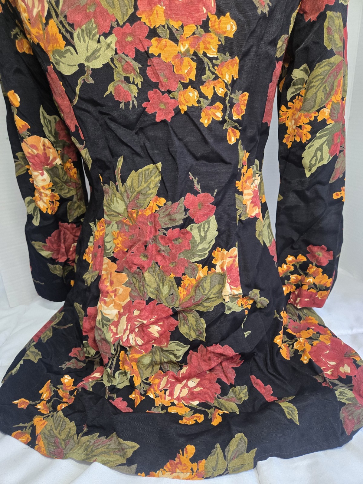 Vtg 80’s Boho Sz 4 Designer BARBARA BARBARA Floral Indie Buttons Dress Retro