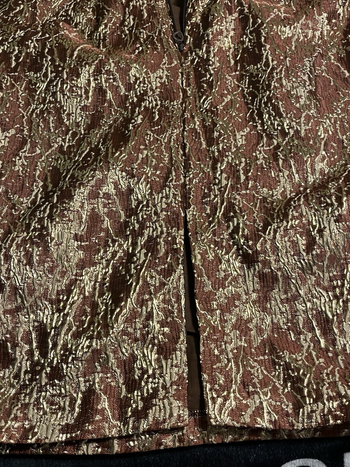 Vintage Metallic Brocade Beaded Cocktail Dress Brown & Gold