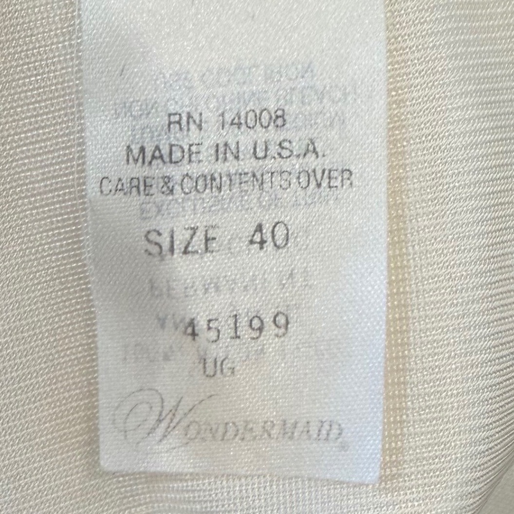 Vintage Wondermaid Ivory Lace Trim Full Slip Antron III Nylon Size 40B USA Made