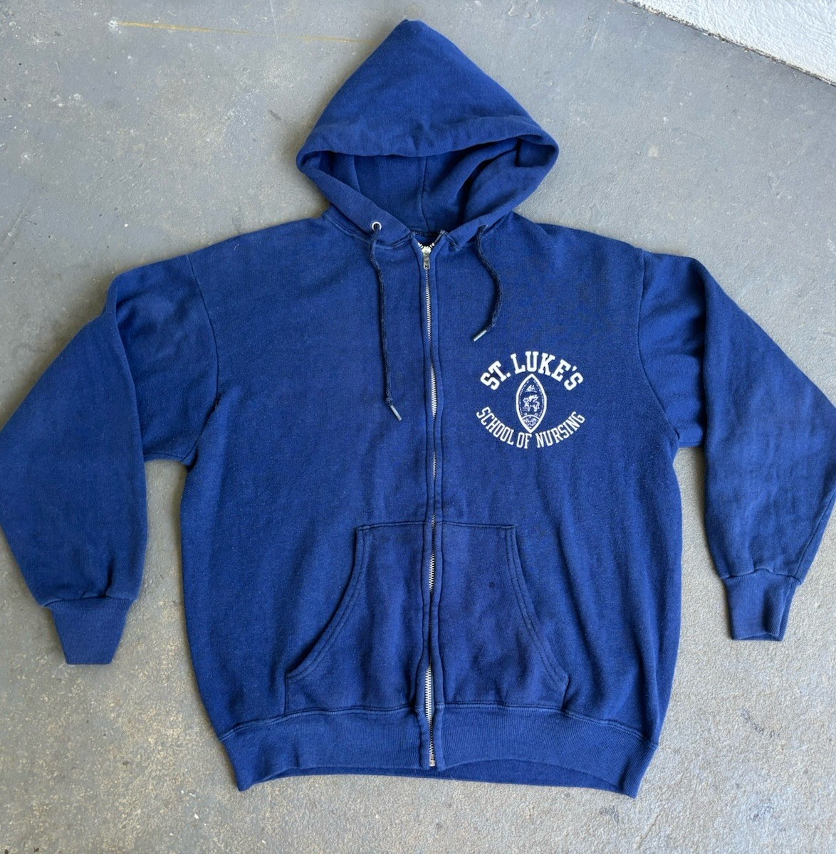 1960s/70s ST LUKE’S Nursing School HOODIE,full Zip.distressed.med/large/unisex.