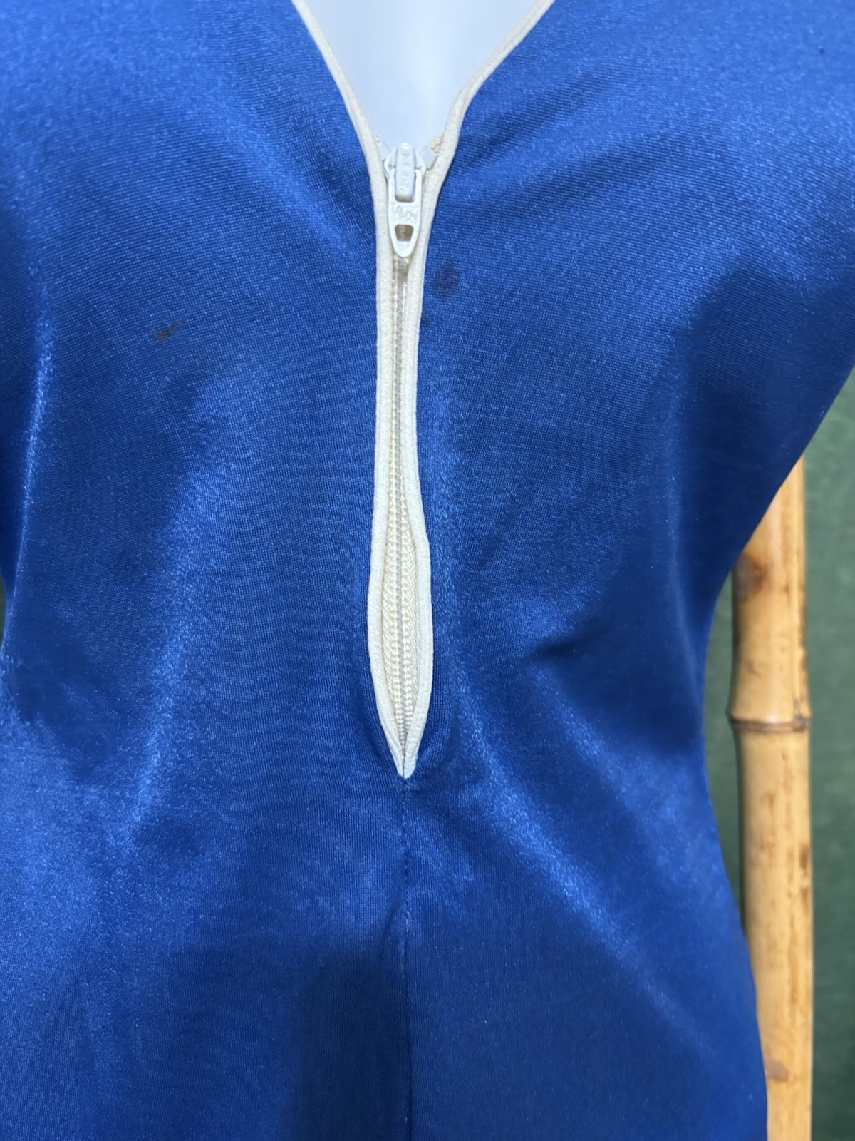 Vintage 1960s De Weese Design Swim & Sun Swimsuit Navy Blue One Piece W Zipper