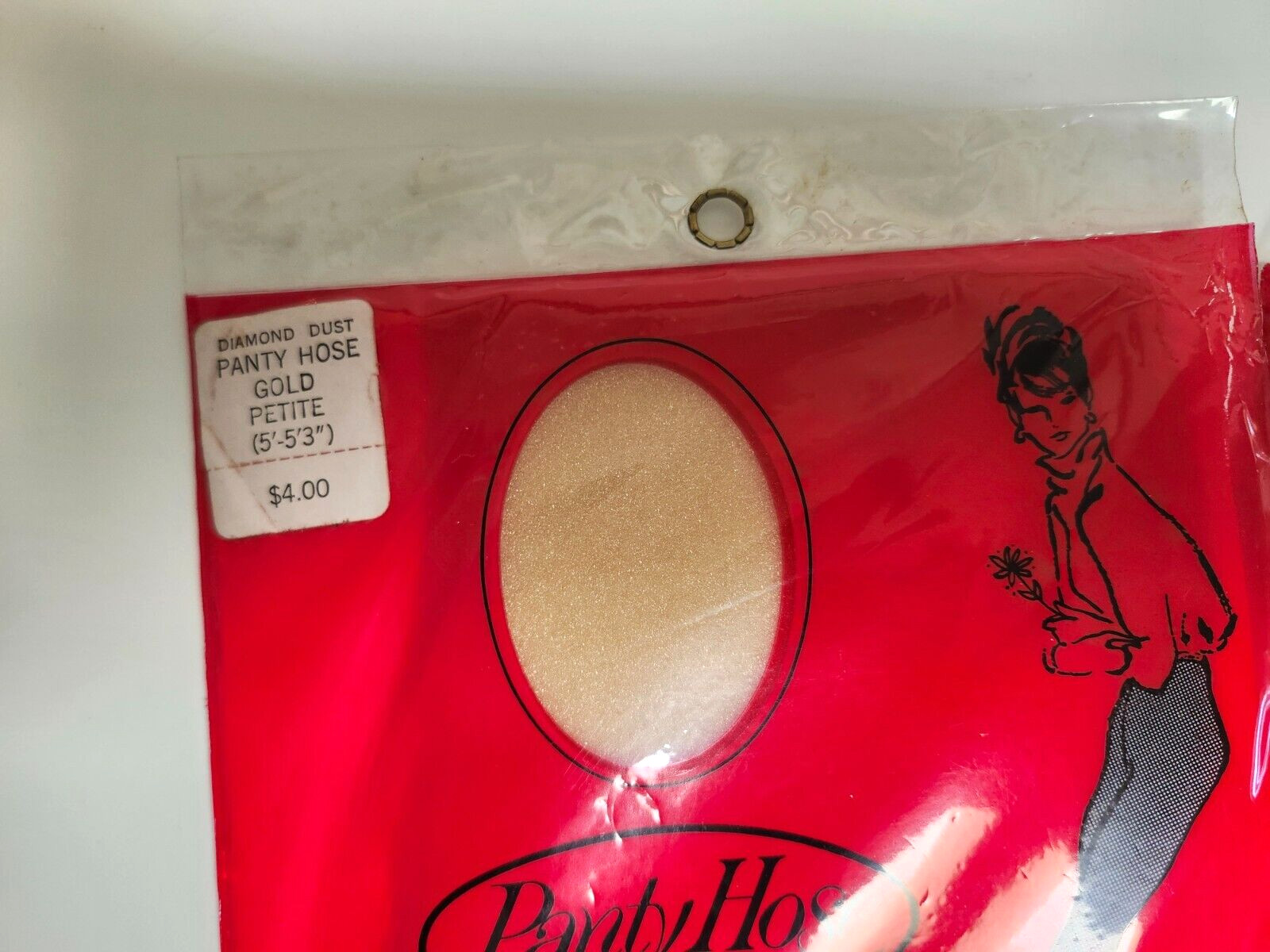Vintage Schiaparelli Sandal foot Pantyhose Diamond Dust Gold Petite NOS 2 pairs