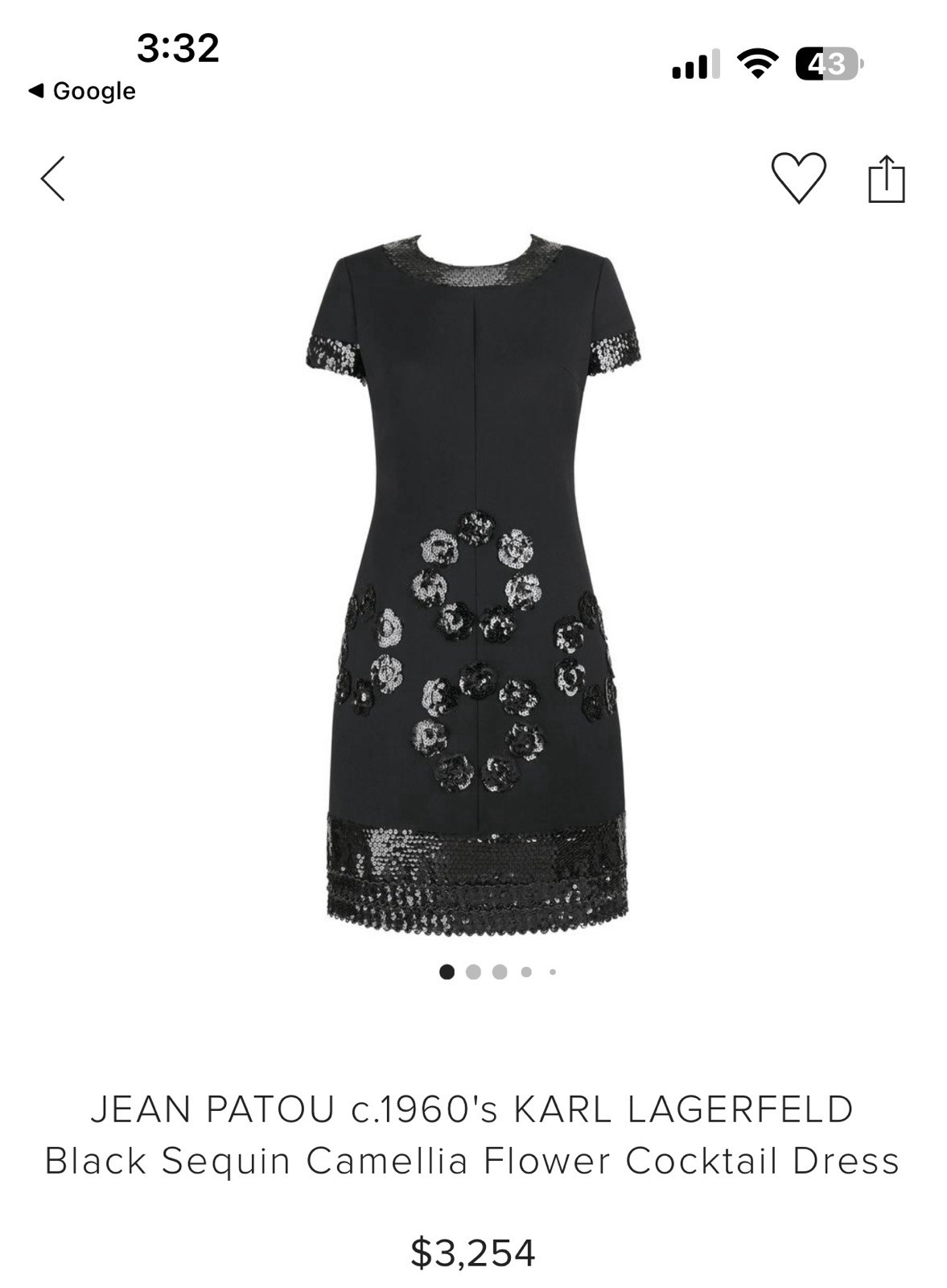 Vintage 1960s JEAN PATOU (KARL LAGERFELD?) SPARKLING SEQUINS WOOL SHIFT DRESS