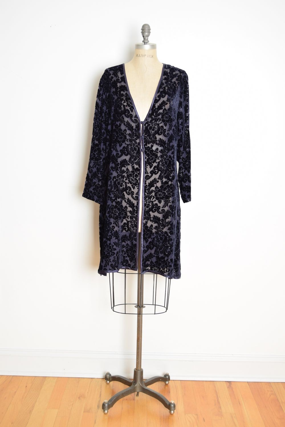vintage Y2K dress jacket set Spenser Jeremy navy-plum silk burnout velvet L 16