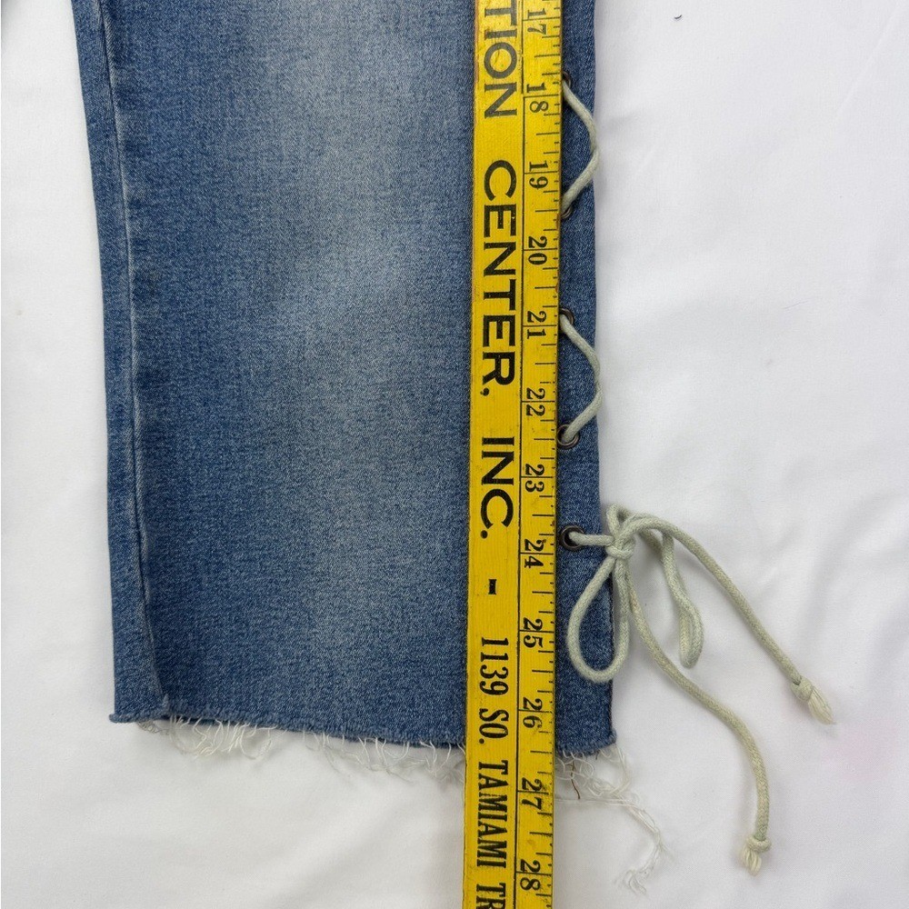 Vintage Y2K Mudd Lace Up Side Denim Capri Jeans Low Rise Raw Hem Mall McBling 2