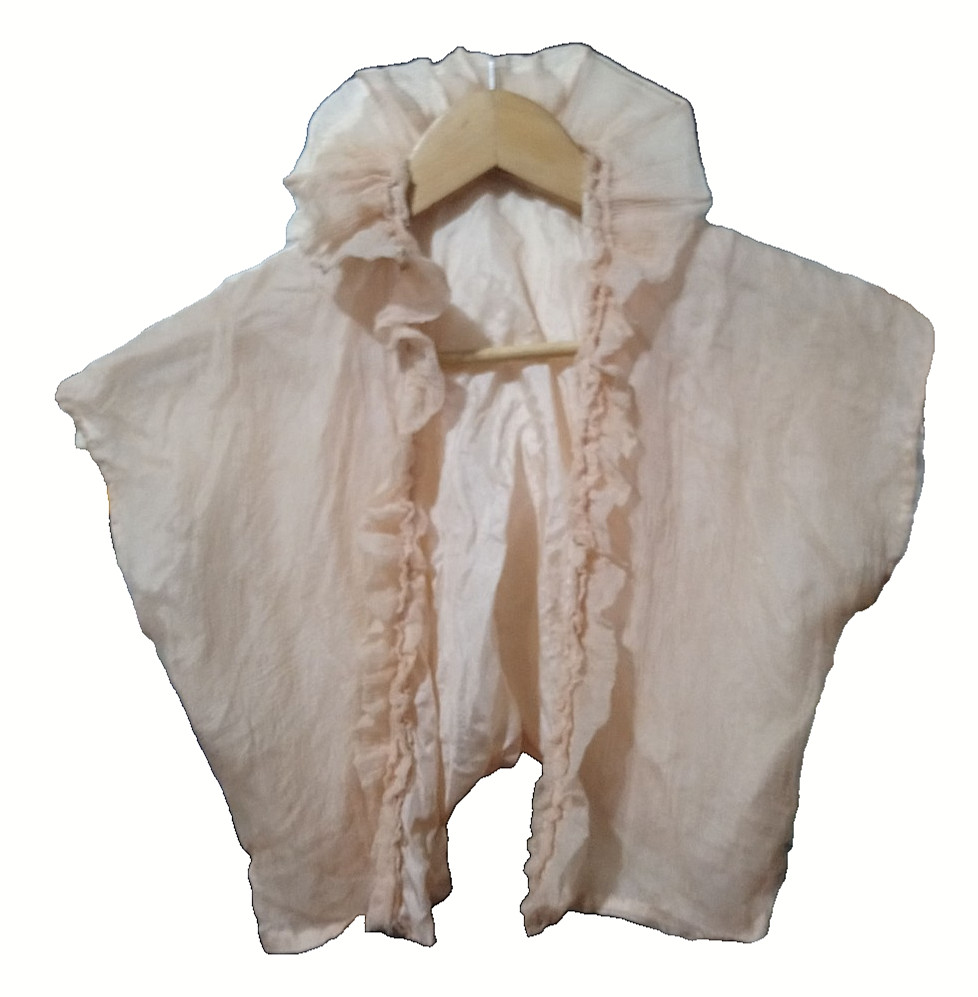 Antique Regency Sheer Muslin Bolero Peach Ruffles c.1800s Lingerie Cover-Up