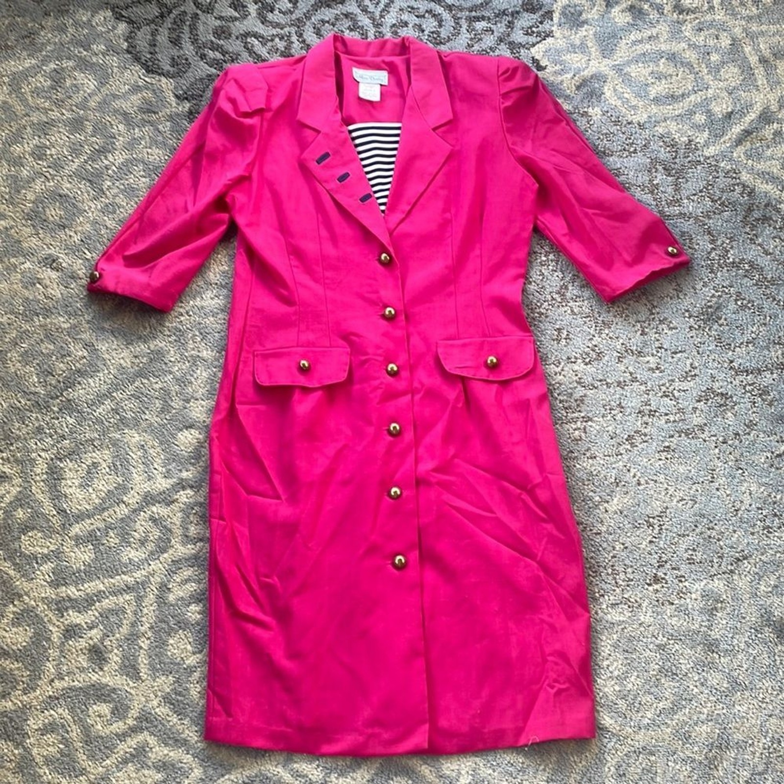 Miss Dorby Vintage Collared Button Down Dress Hot Pink 16