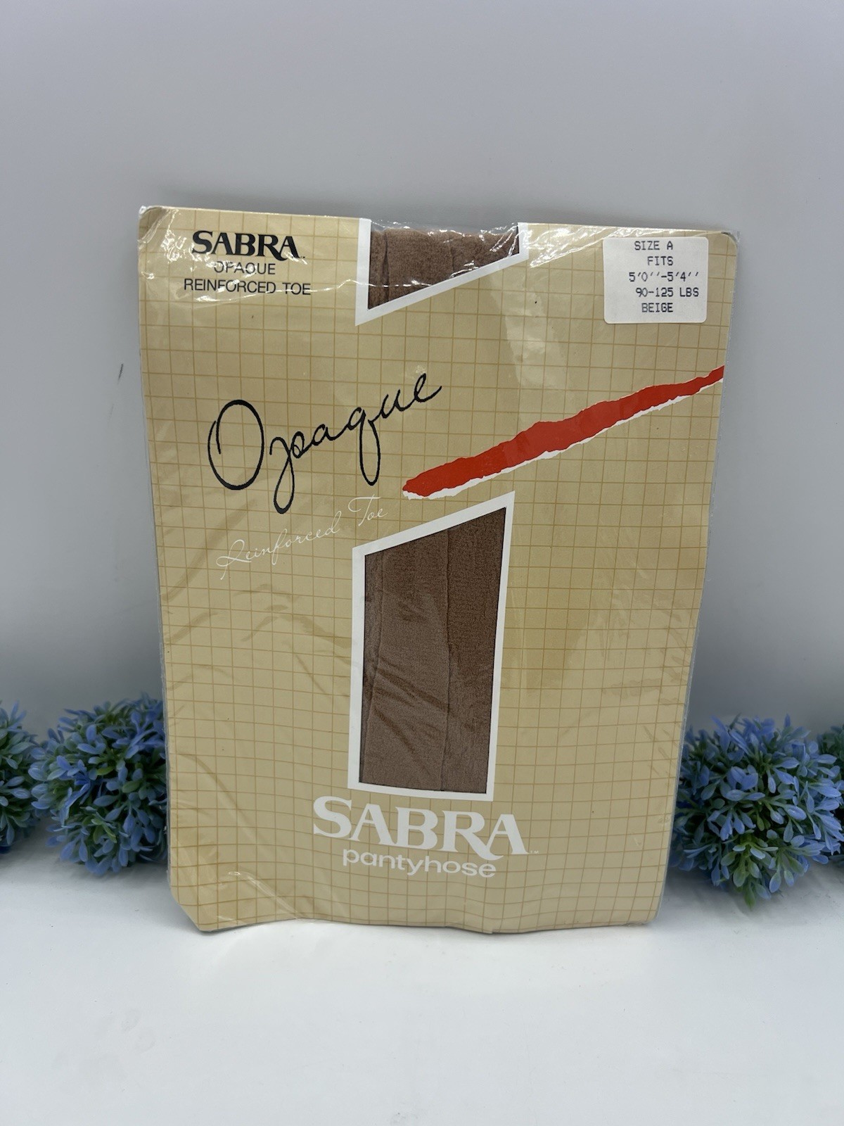 VTG Sabra Opaque Pantyhose, Reinforced Toe, Color Beige,Size: A 90-125 Lbs