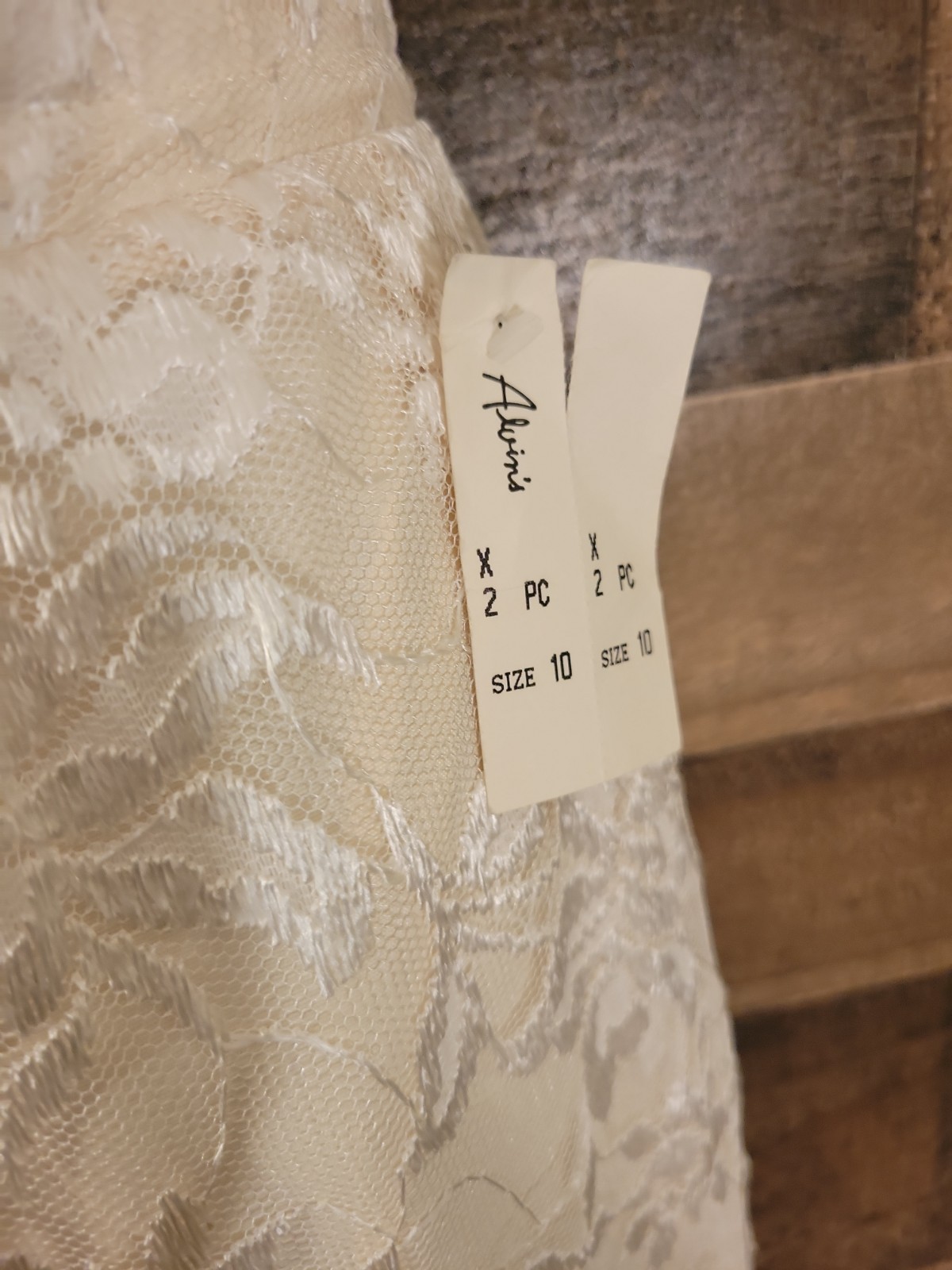 Vintage Miss Elliette Deadstock Two Piece Lace Suit Fully Lined Size 6 Ivory Nwt