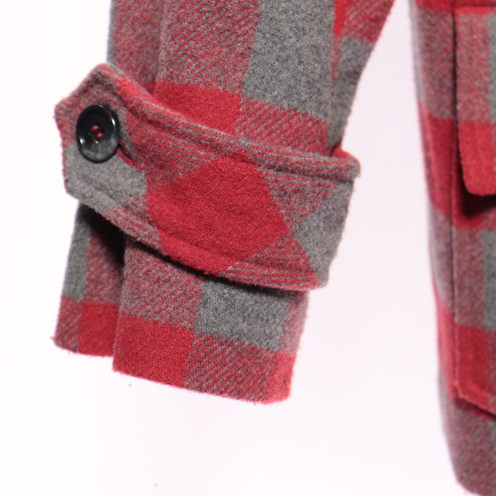Vtg J Crew Shacket Jacket Car Coat Quilt Lining Red Check Chamois Oversized Sz S