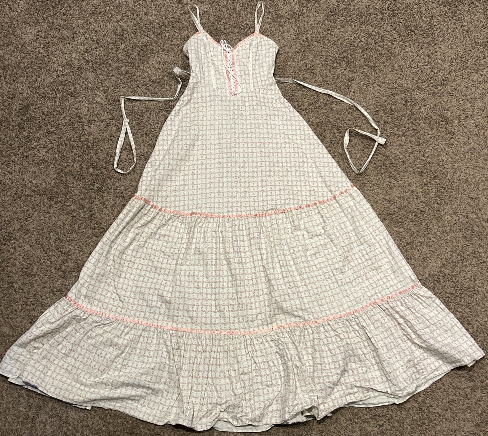 VTG GUNNE Sax Prairie Dress Lace Light Halter Floral Size 5 Cottage Core B31