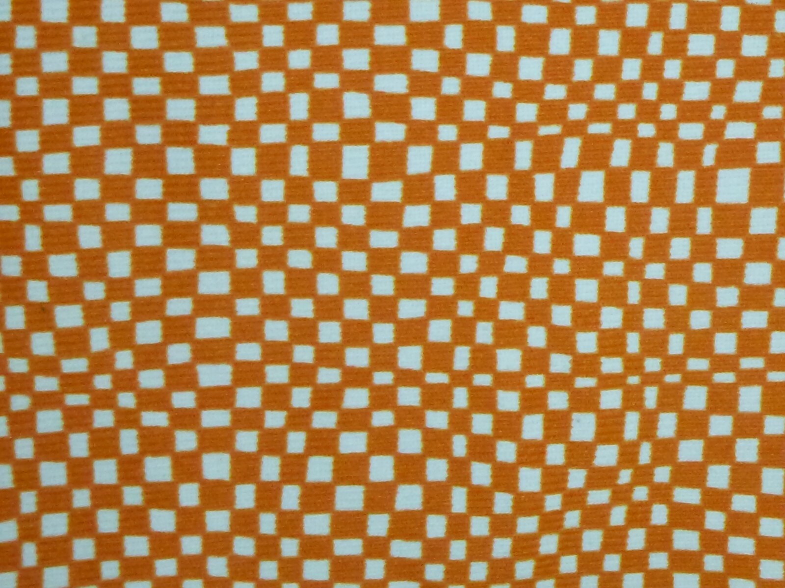 Vtg 70s GROOVY Op Art Poly Button Front Shirt Top Orange White Check Sz 38