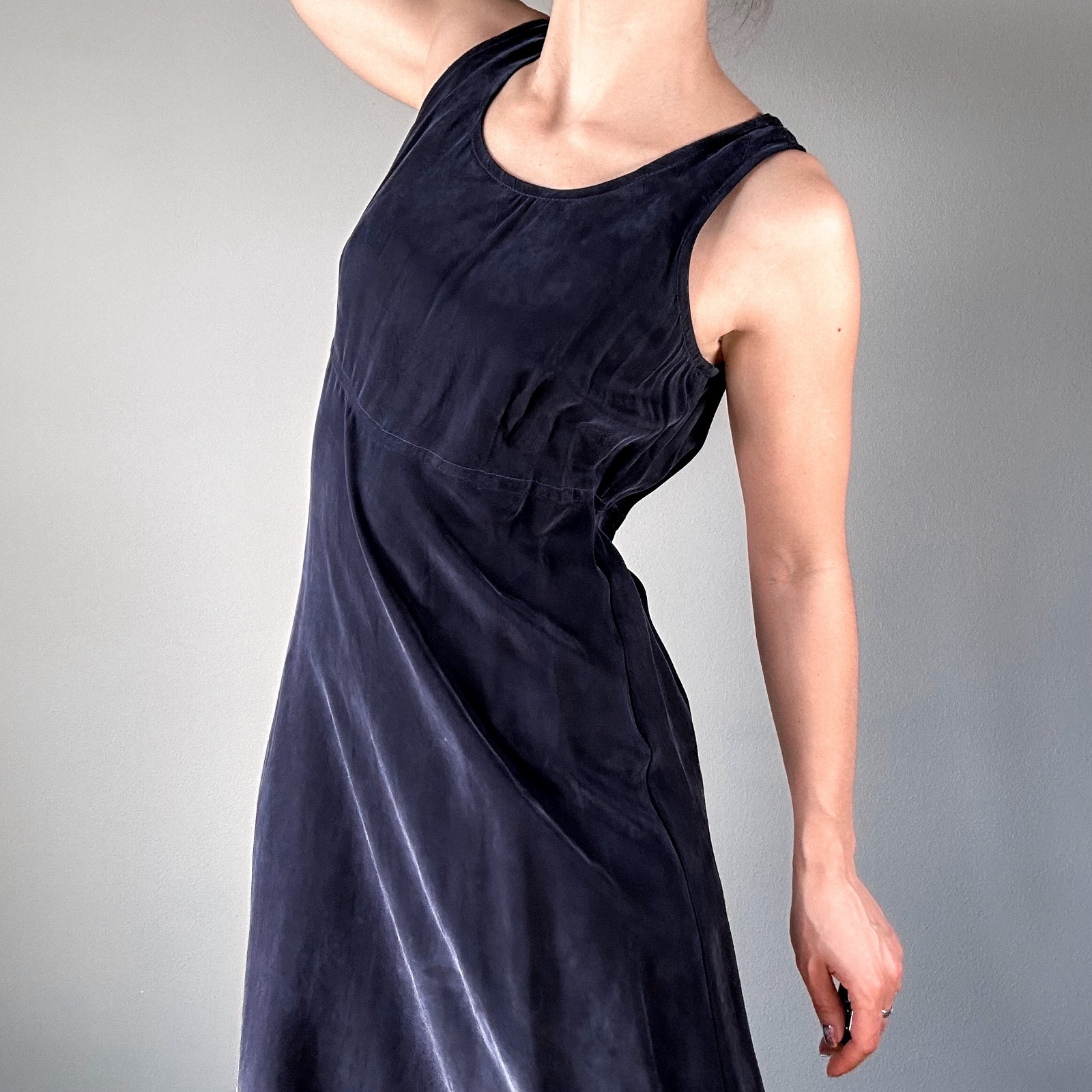 Vintage Rabbit Design Brushed Rayon Blue Dress with Over Top Size 4