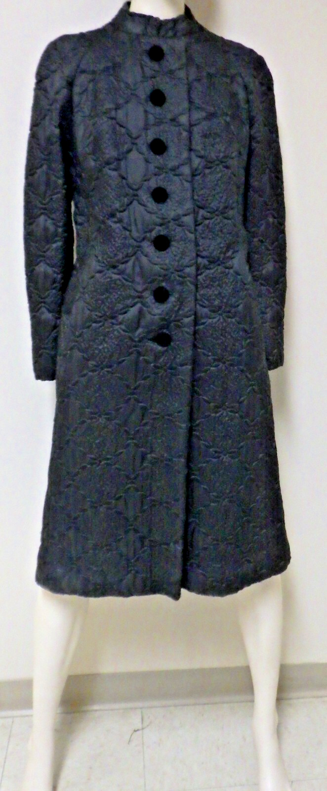 Vintage 1960s Count Romi Coat Black All-Weather Traveler Union Made USA Size 8