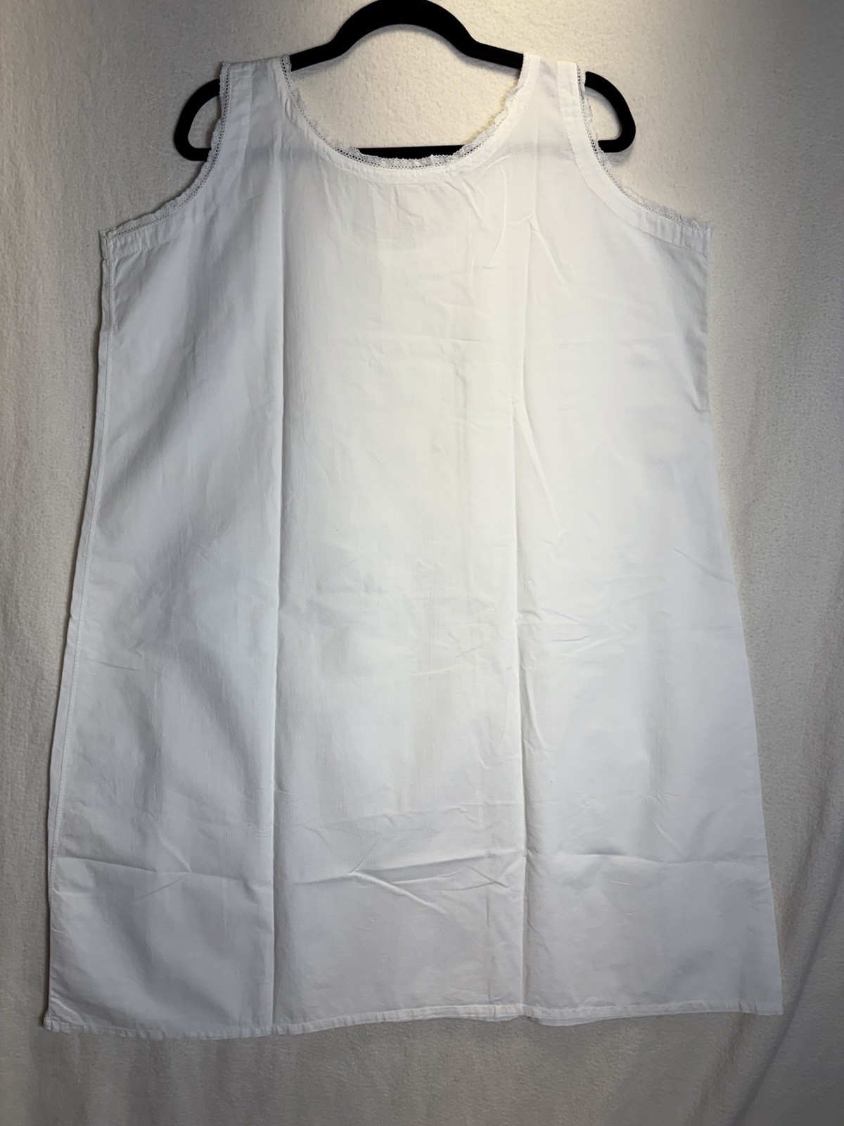 VTG Fine Cotton French Linen White Nightgown Lace Trim HM Trousseau Monogrammed