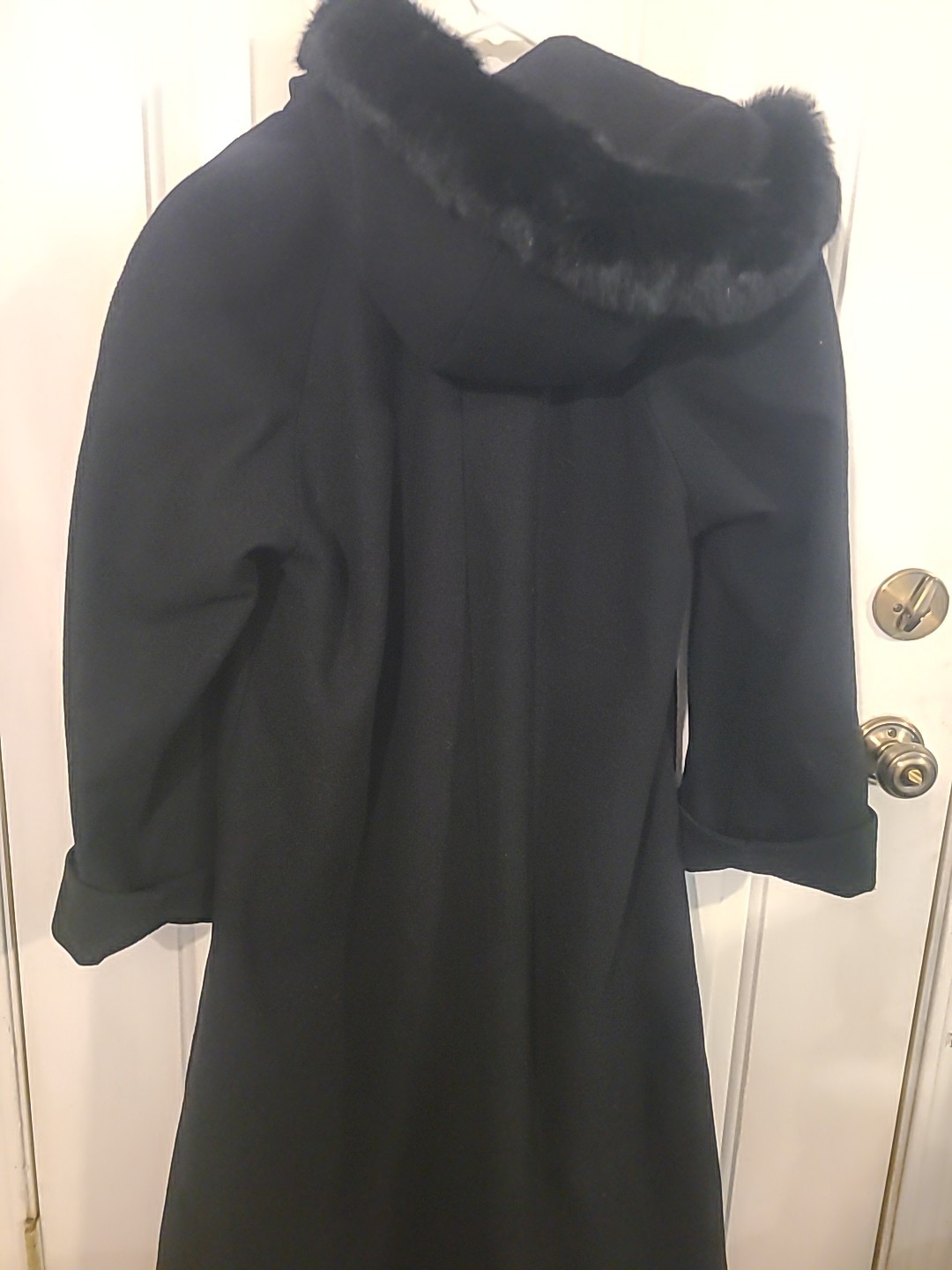 Rare Vintage Donnybrook Rabbit Fur Lined Hood Full Length Wool Coat Sz 8 Vintage