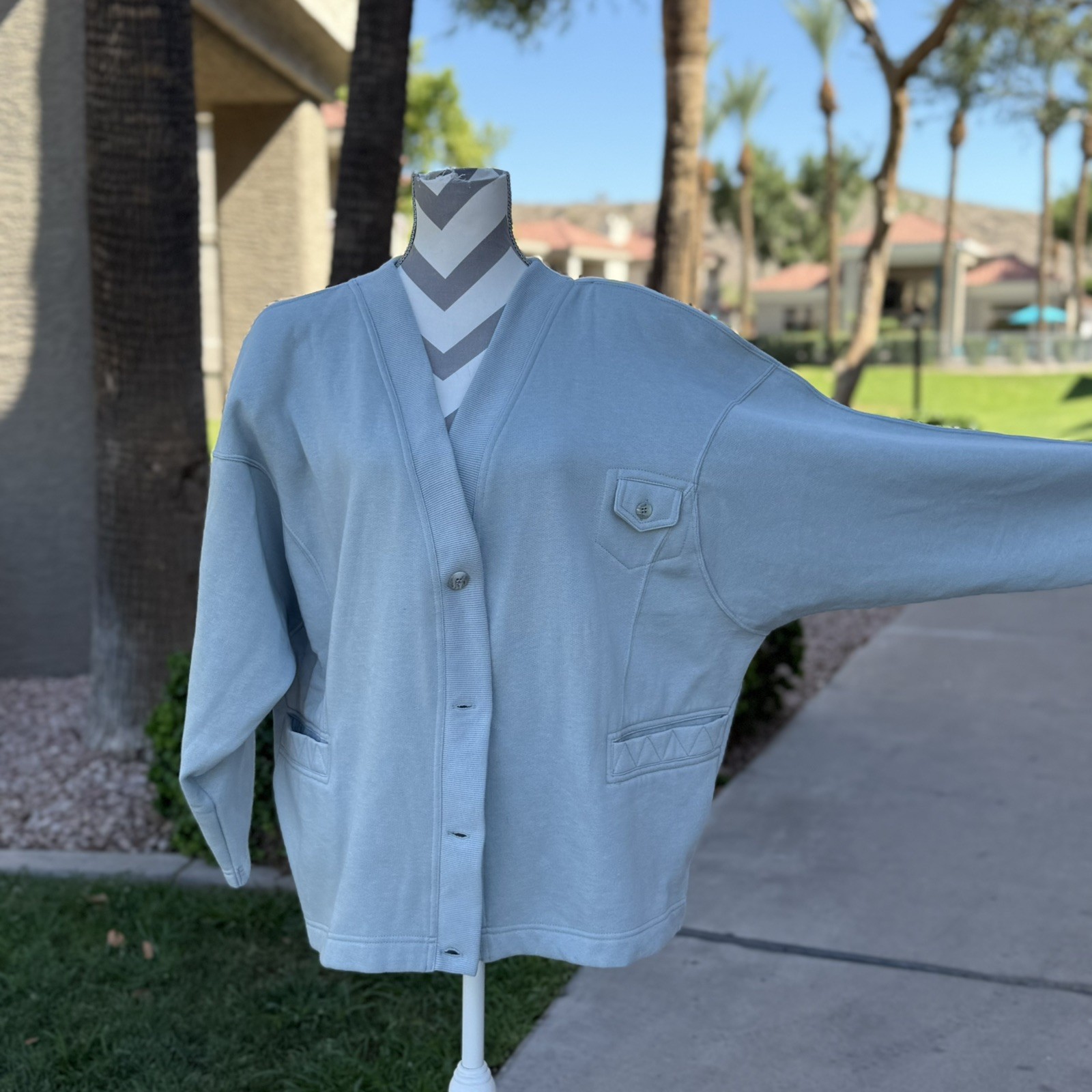 Vintage Together! Pegasus Embroidered Sweatshirt Cardigan Shoulder Pads Macau L