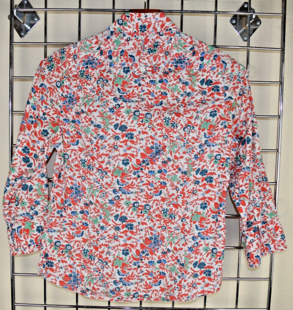 Vintage Womens Shirt Dockers Size S/M 90s Shimmery Red Blue Bronze Green Floral