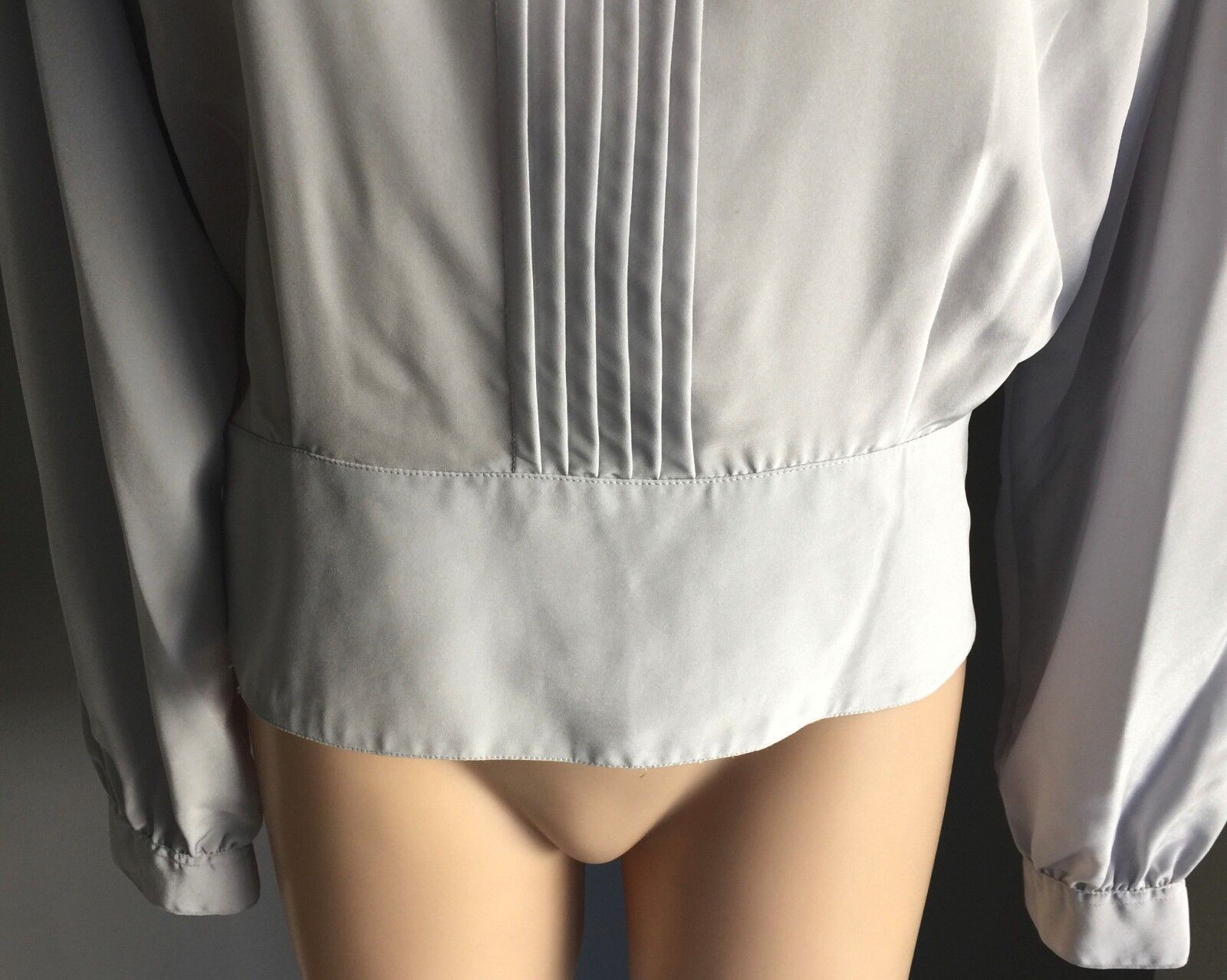 DAVID JONES EXCLUSIVE Top Dove Grey Long Sleeve PINK BUTTONS Blouse Lace Size 10