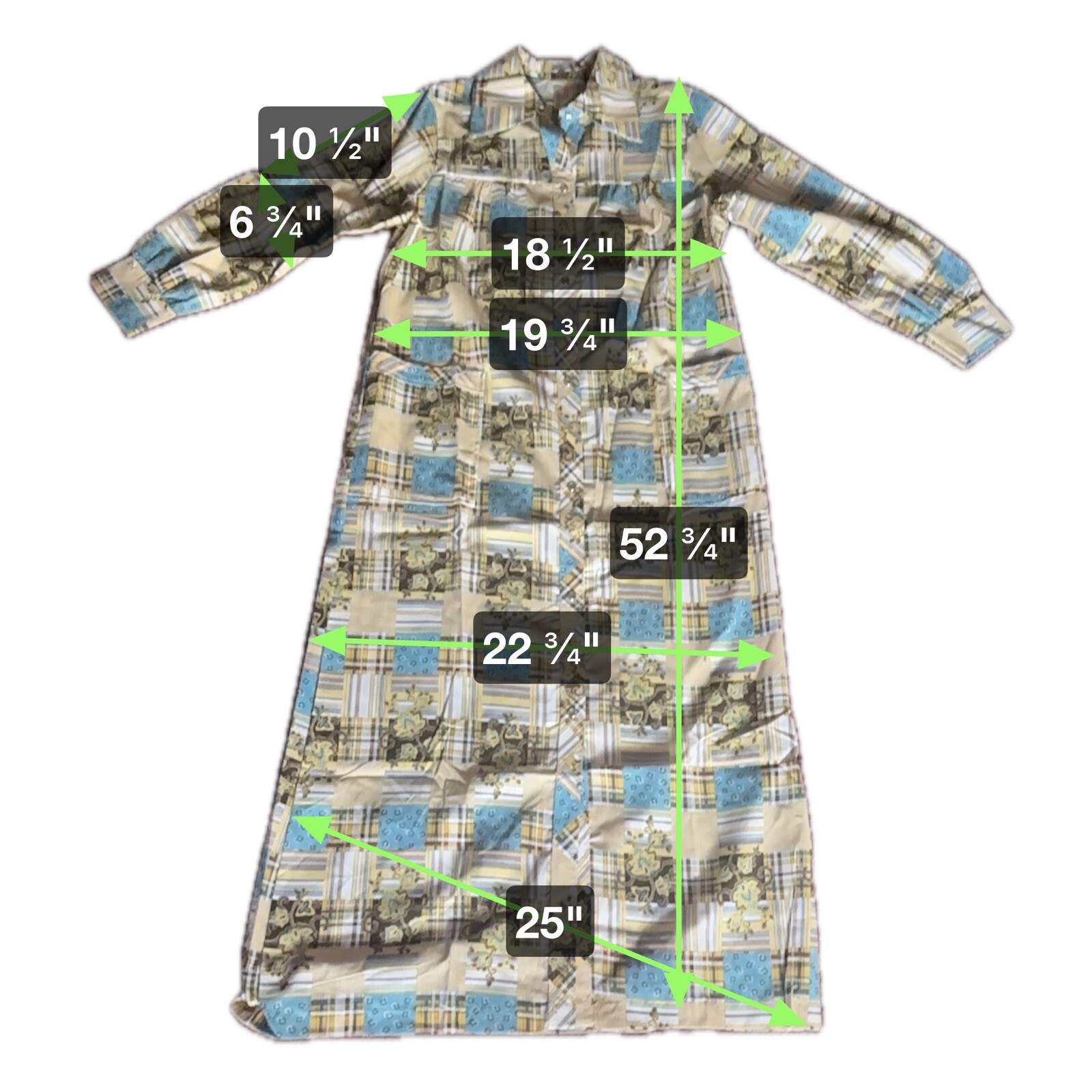 Vtg Western Patchwork Faux Print Pearl Snap House Coat Long Shirt Dress SZ Small