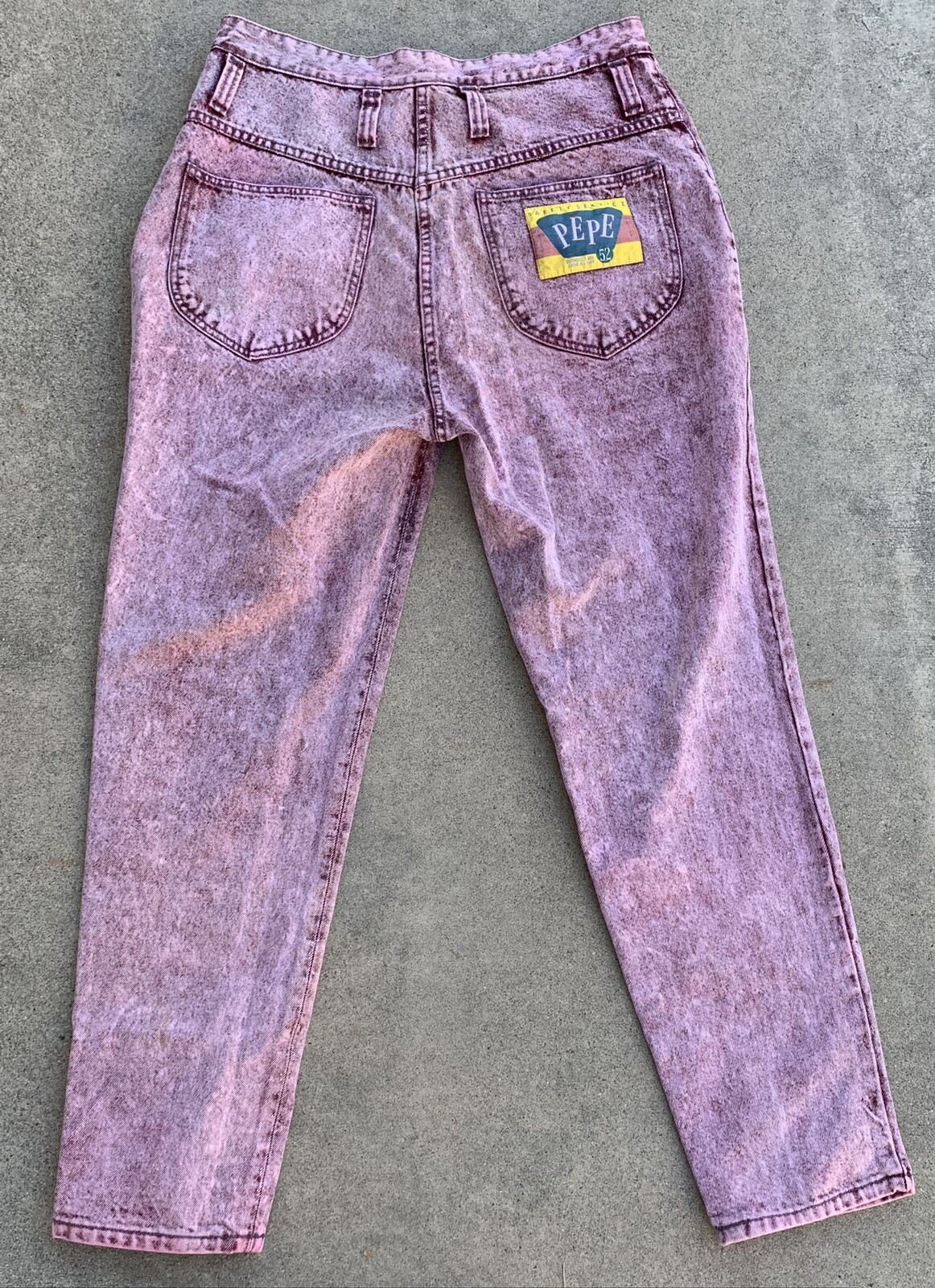 vintage Pepe Jeans acid wash high A waist tapered leg size 12/30 35 waist