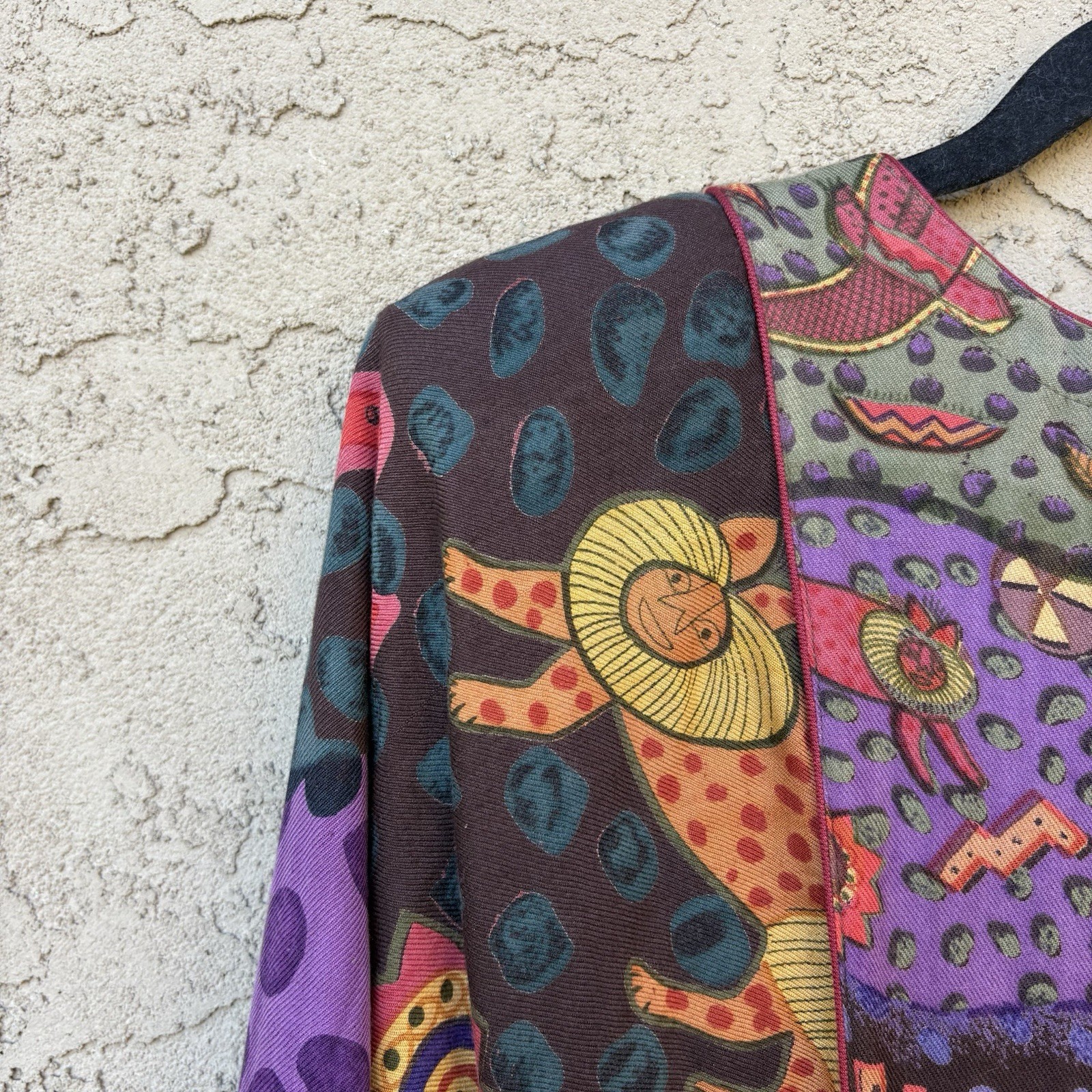Bandhini M Polo Vintage Wildcat Patterned 90s Shoulder Pads Size Small Indian