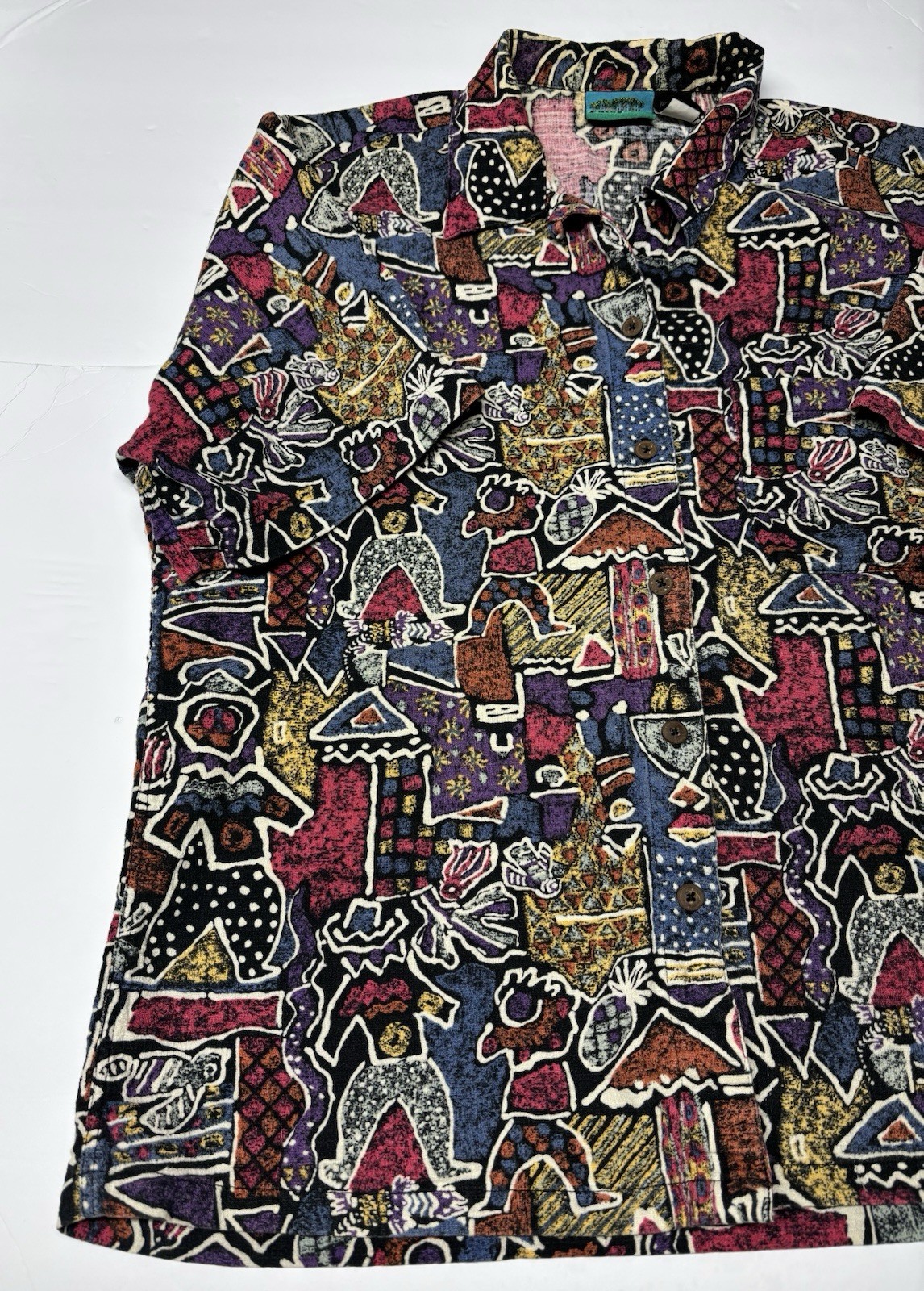 ✅ Vintage Women’s Large Patagonia Aztec Hawaiian Button Up Short Sleeve Shirt