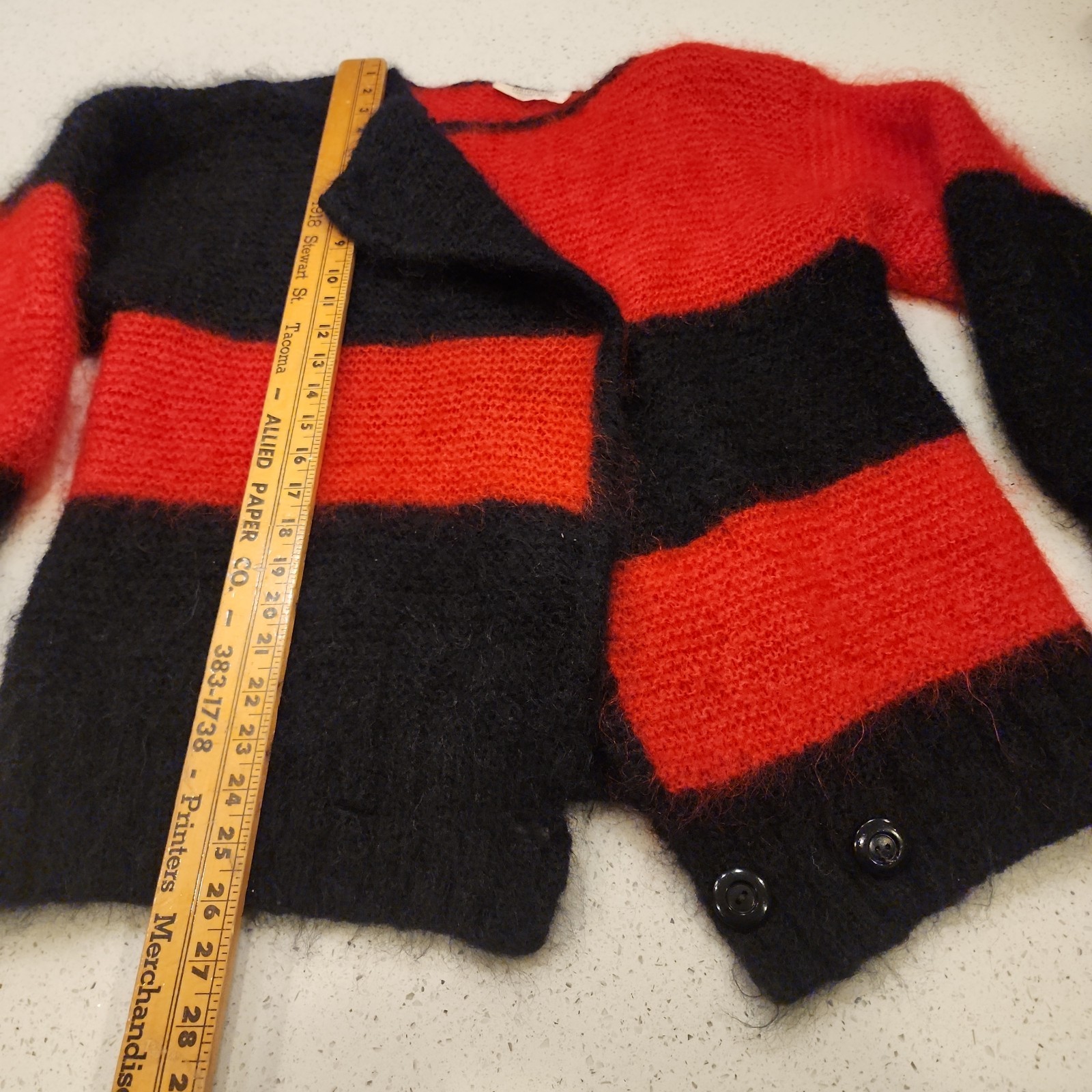 RARE Marguerite Fashion Knits 60s Punk Mohair Sweater Northern Ireland Red Black