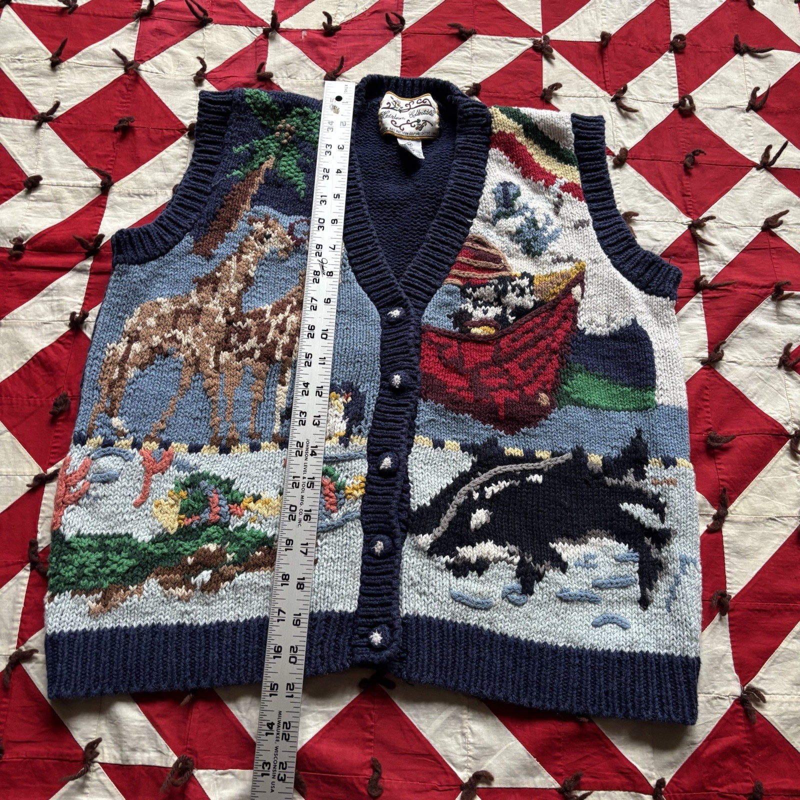 Vintage Women’s Knit Animal Sweater Vest As Is 90s Medium Granny