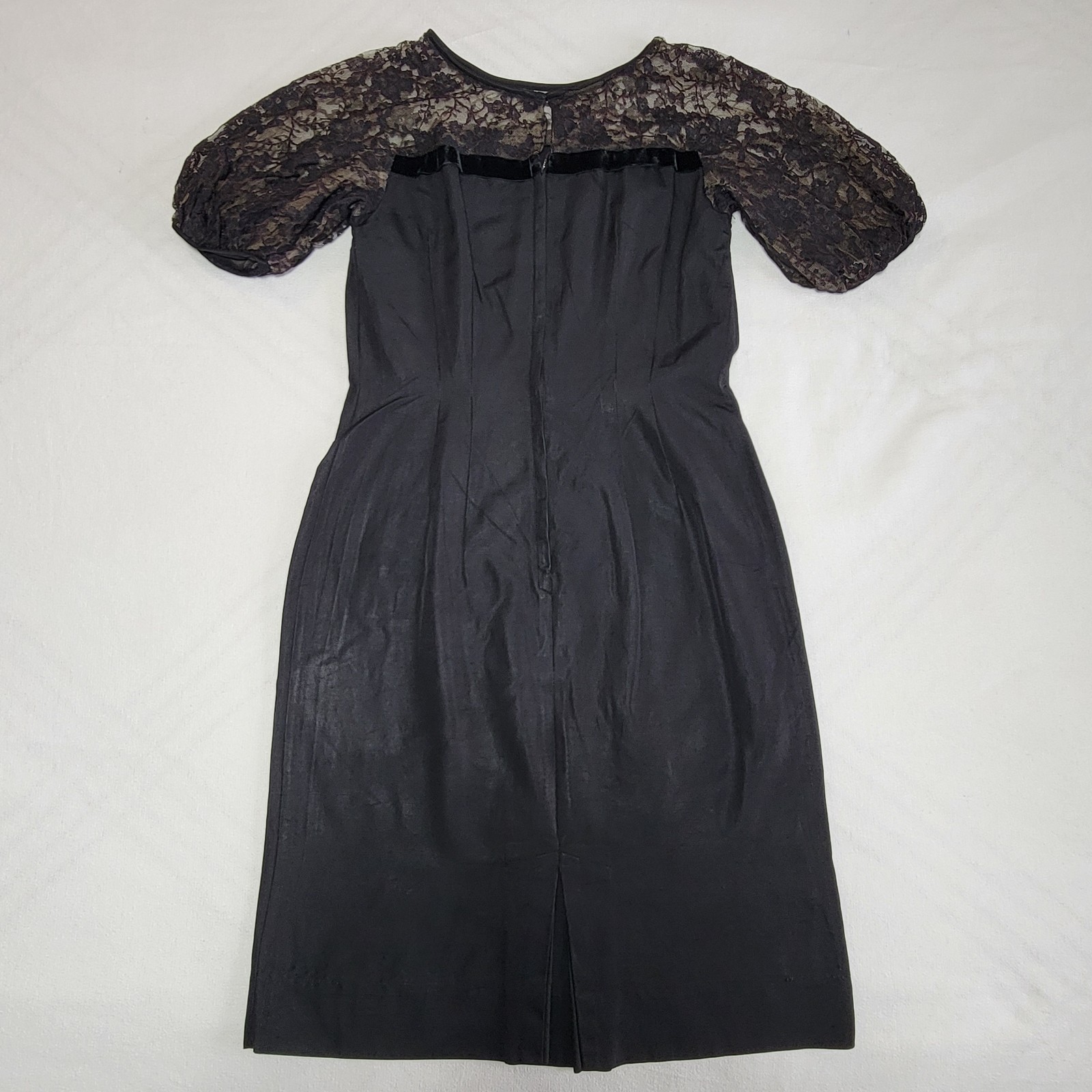 Vintage 40s Maxwell Black Lace Cocktail Dress Womens Size S/M