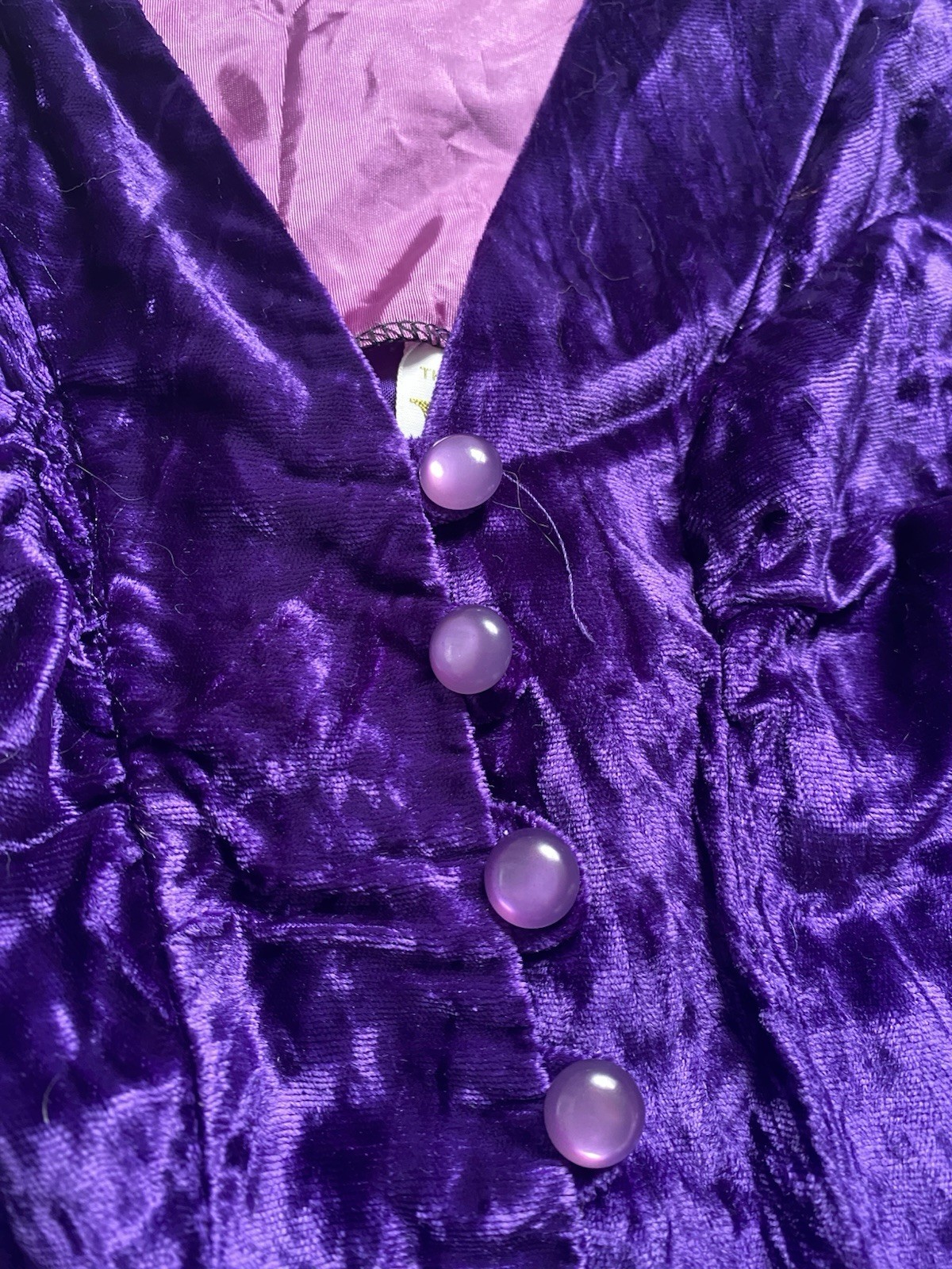 1970s This Is Yours San Francisco Velvet Dress & Shorts Hot Pants Purple Buttons