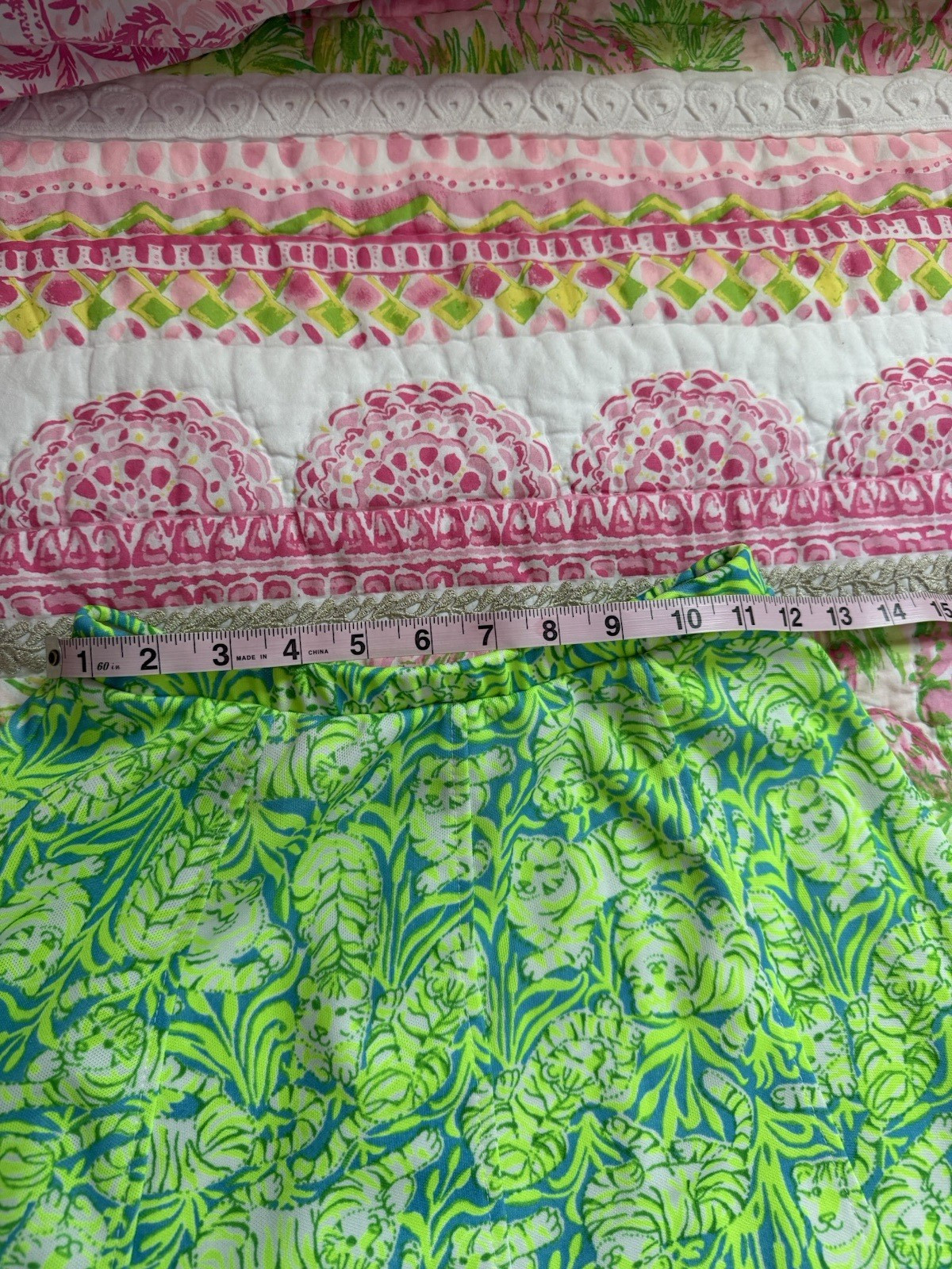 Vintage ” The Lilly” Lime Green And Ivory Tigers Skirt EUC