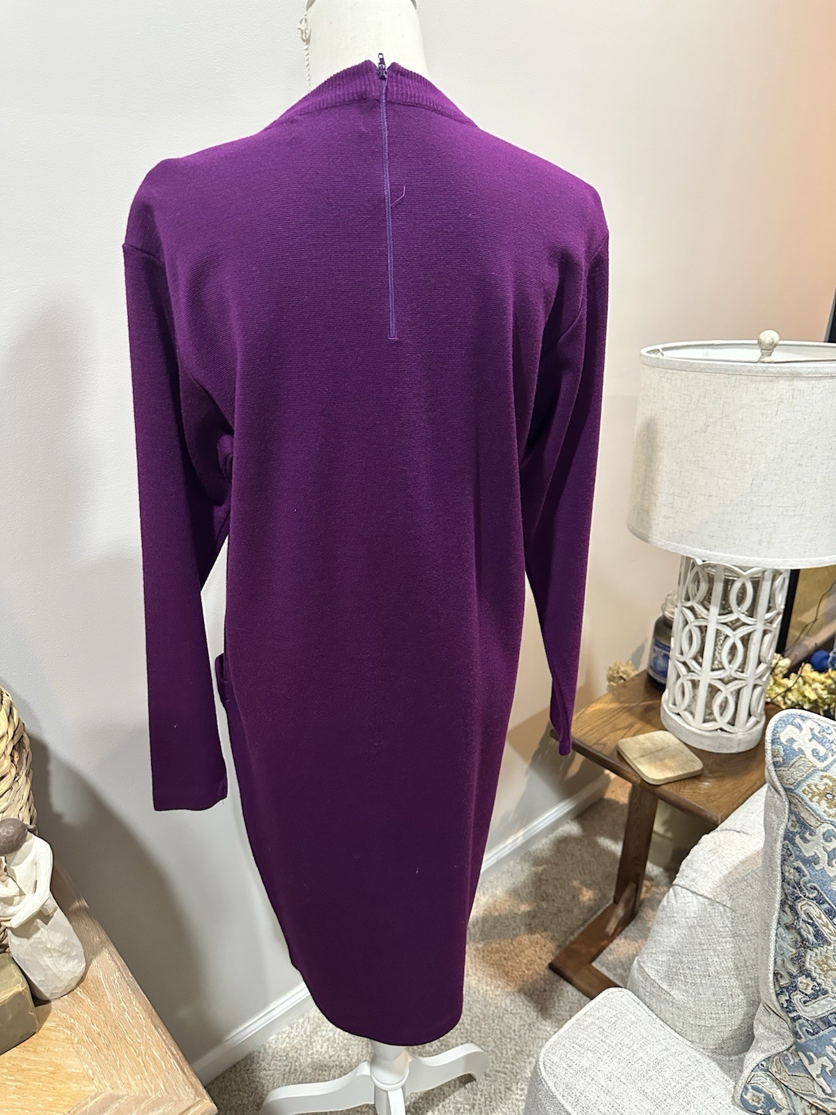 VTG Harve Bernard Dress By Bernard Holtzman. Wine Color W Large Pocket. Med.