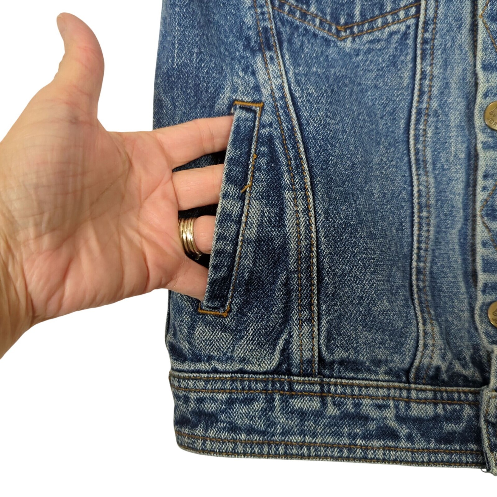 Vintage Jordache Denim Sleeveless Jacket Vest Pockets Button Front 1980’s
