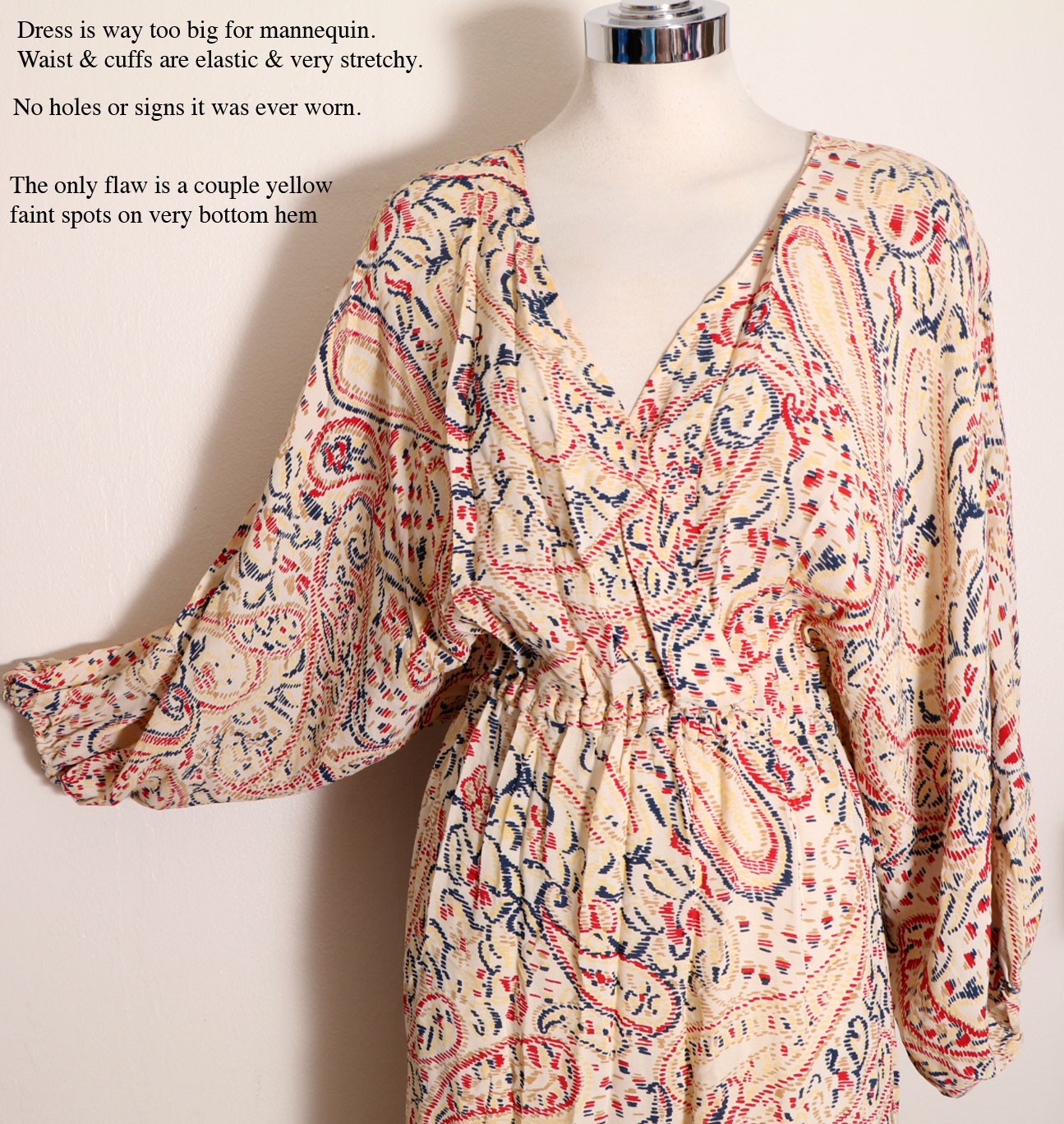 30’s 40’s Long Dress Dolman Sleeves Evening Gown Paisley Vintage antique