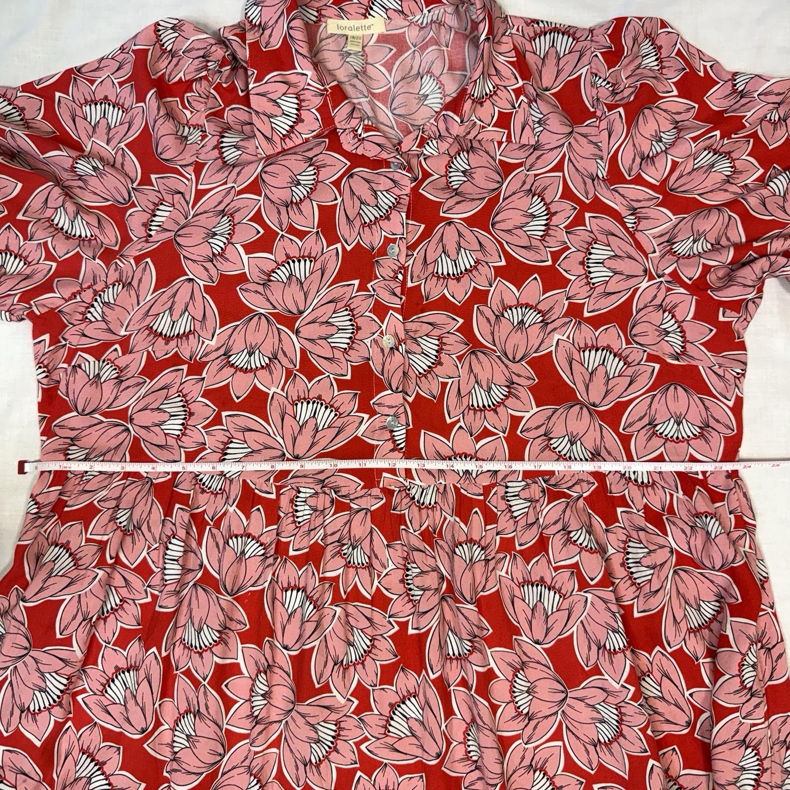 Vintage Loralette Rayon Dress In Red and Pink