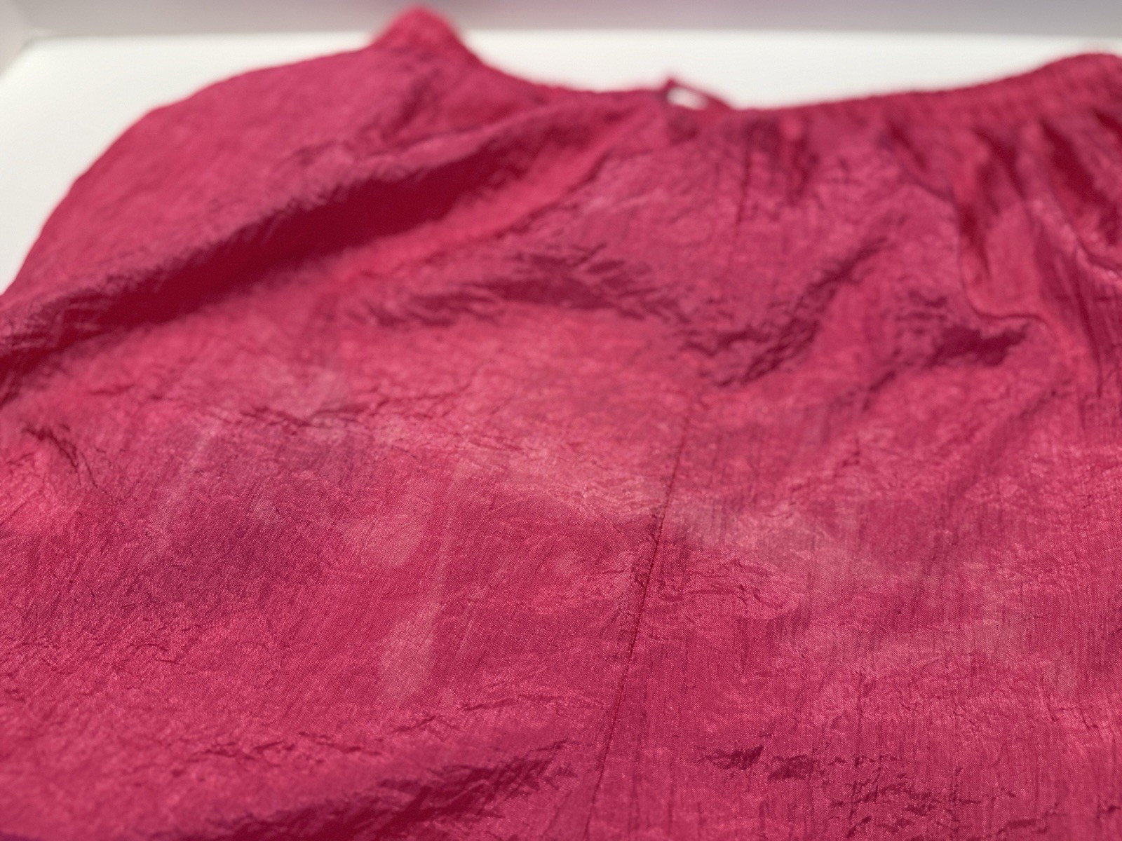 Pink Nylon Jogger Drawstring Pants Vintage 1980s Zipper At Ankles Size S/M
